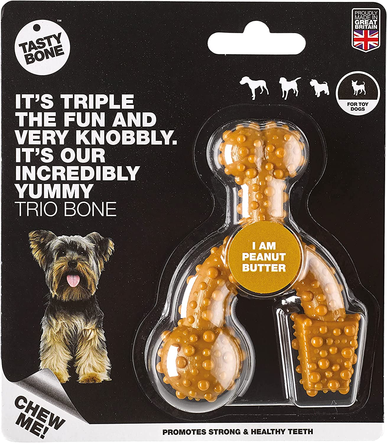Tasty Bone Nylon Peanut Butter Trio Chew Dog Toy Extra Small image number 6