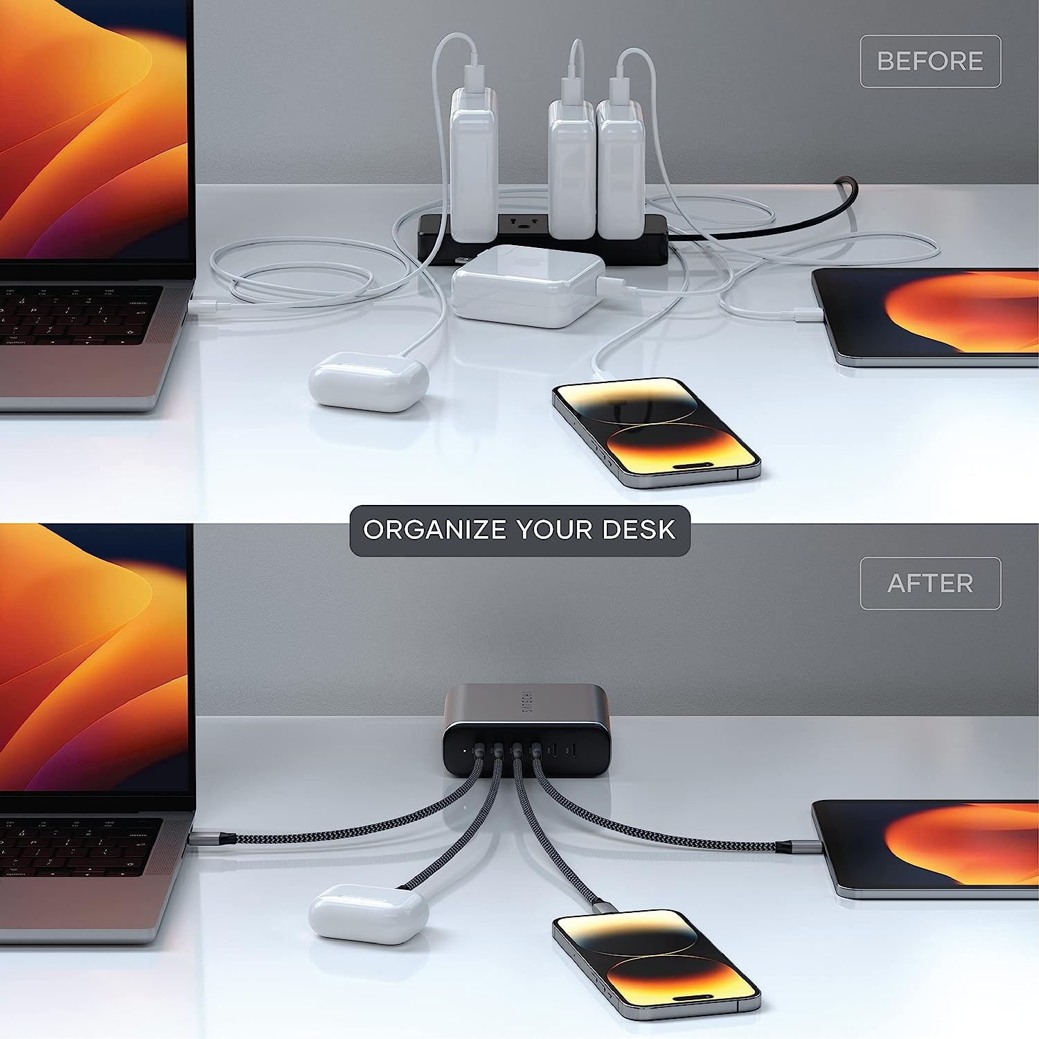 Satechi 200W 6-Port Gan Charging Station, 2X 140W USB-C and 4 USB-C, Fast Travel Charger for Multiple Devices, for Macbook Air & Pro M5 M4, Ipad Air & Pro M5 M4, Iphone 17 16, Thunderbolt Devices image number 4