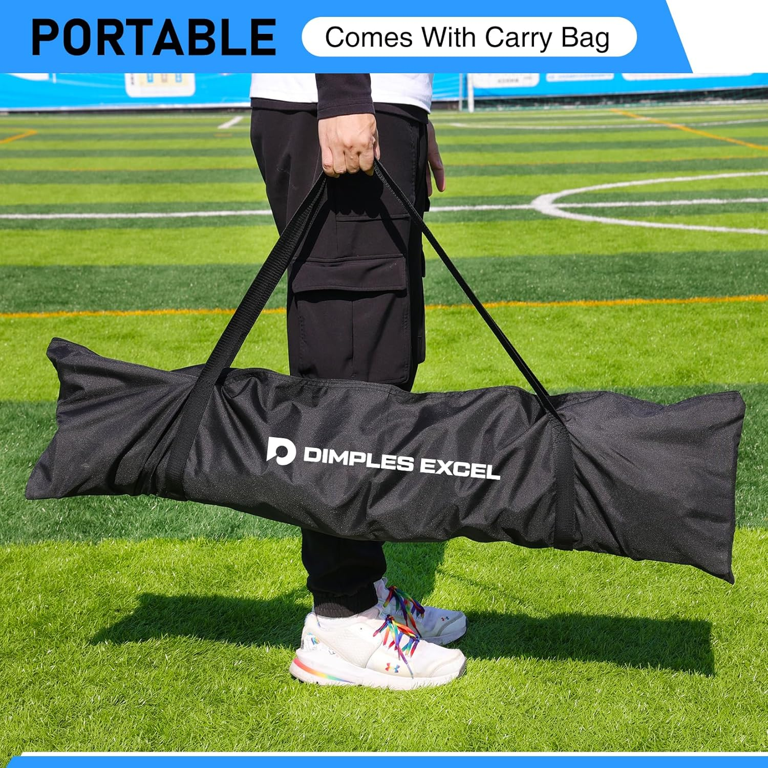 Dimples Excel 3.6M Wide Soccer Goal Net for Adults Teens,Portable Soccer Goal Post with Carry Bag for Backyard Quick Setup image number 4