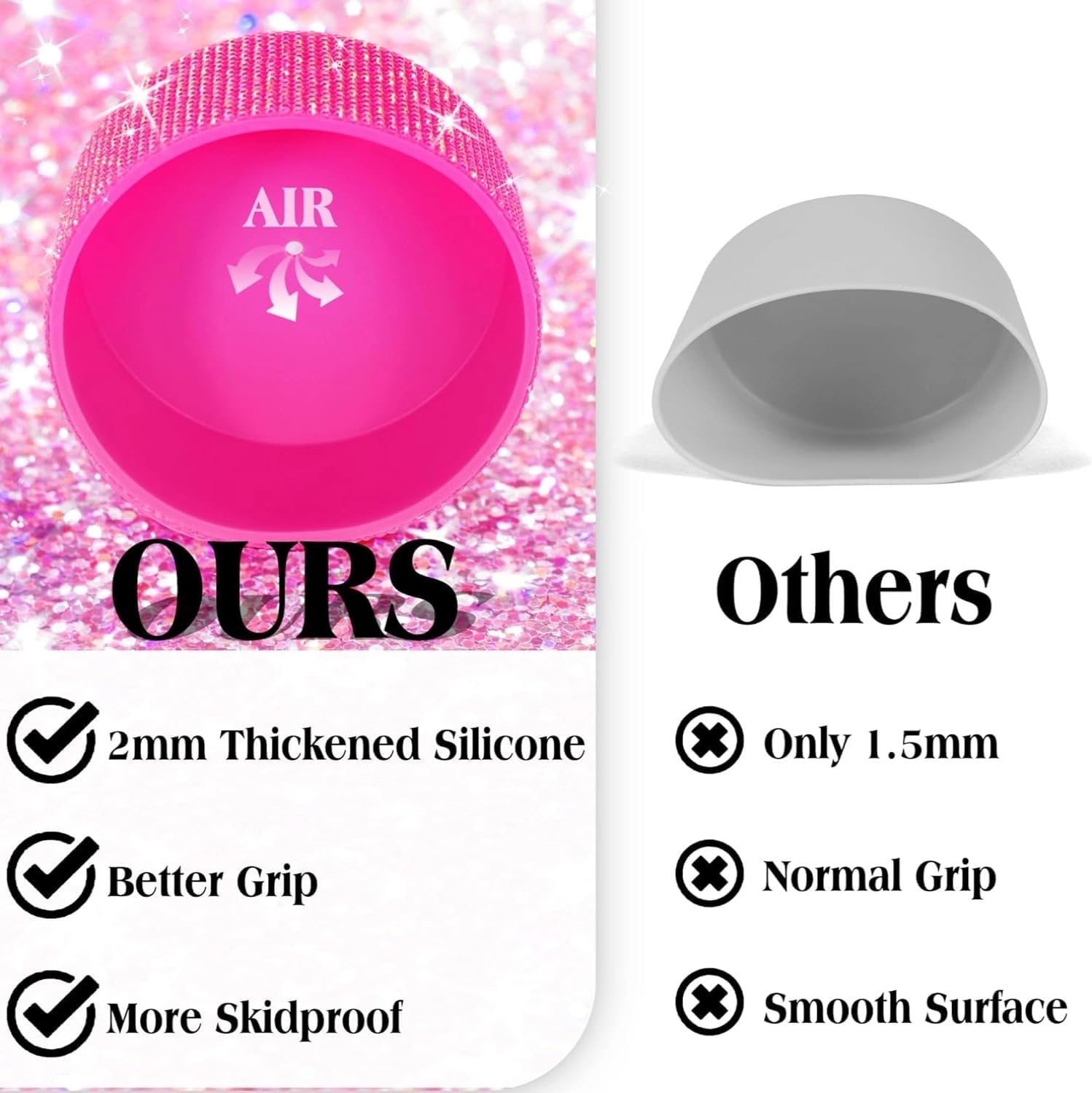 Protective Rhinestone Glitter Silicone Boot Bling Diamond Anti-Slip Sleeve Cover for Stanley Cup 20-40Oz,12-24Oz and More Tumblers 2.8-2.9 Inch Bottom