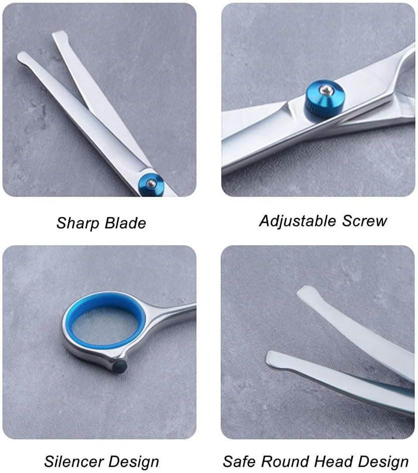 6 Inch Curved Scissors for Dogs, Stainless Steel Dog Scissors, Fur Scissors for Dogs, Dog and Cat Safety round Tip Grooming Scissors, Pet Dog Grooming Scissors image number 2