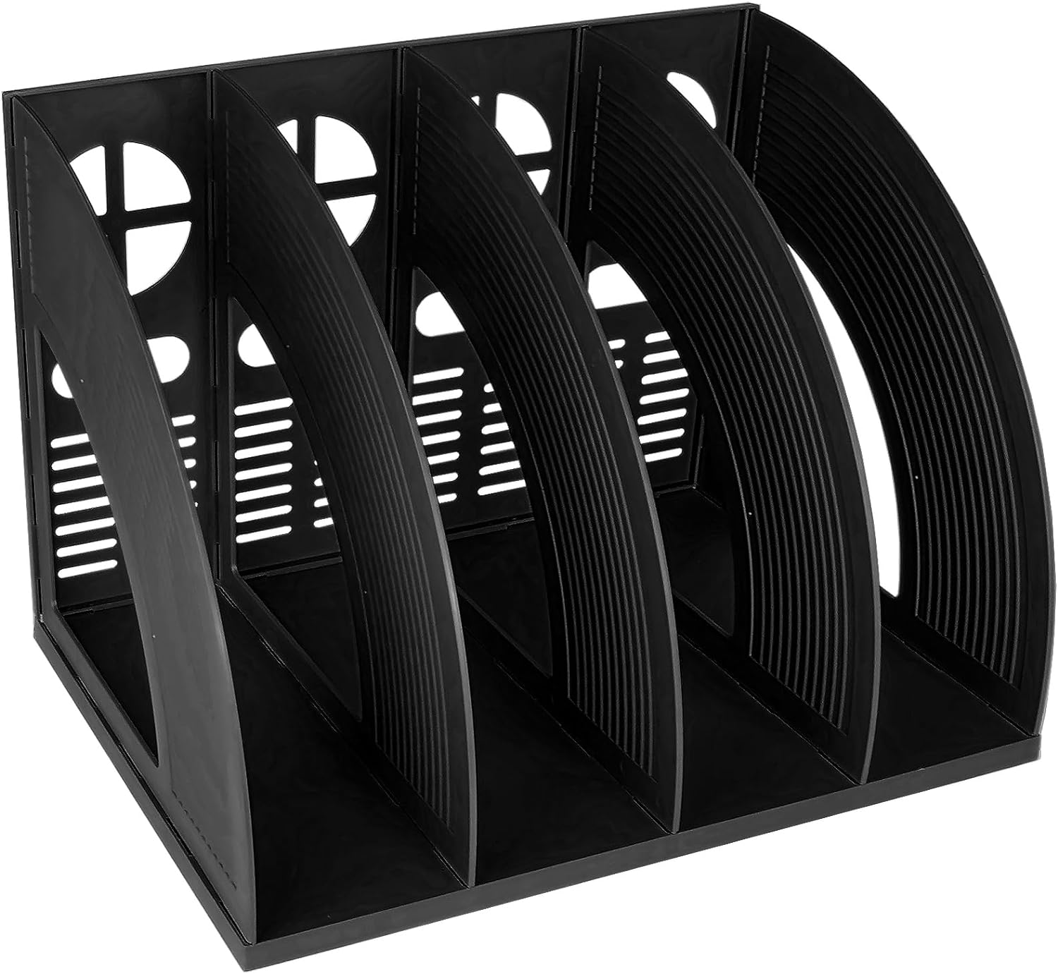 SAYEEC Sturdy 4 Compartment Magazine File Holder Plastic Desktop File Organizer File Dividers Office Organizer Storage Document Magaizne Rack Display Box (Black) image number 4