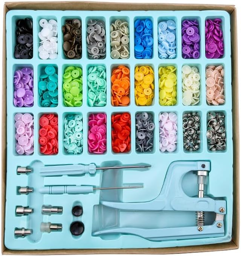 270PCS/SET Multifunction Snaps and 3 Kinds Replace Snap Pliers Sett5 Plastic/Metal Buttons Sewing & Crafting Clothing Resin Garment (Pink) image number 2