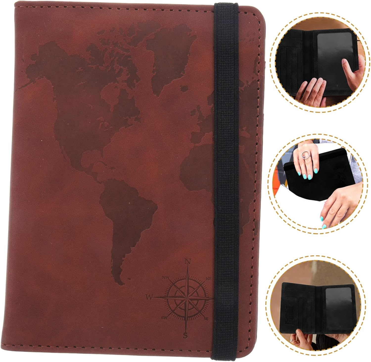 COLLBATH International Travel Must-Have Marble Pattern Passport Holder Fashion Practical Pu Leather Design image number 4