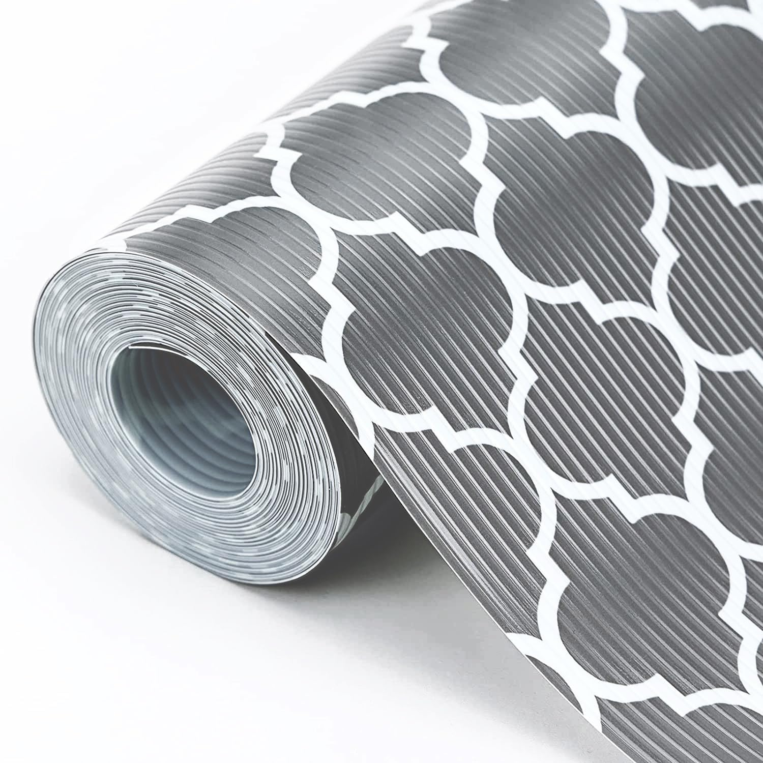 Drawer Liner 17.4&times;236.2In, Non-Adhesive Shelf Liner Quatrefoil Printing EVA Washable Fridge Mats Roll for Kitchen Cabinets Tableware