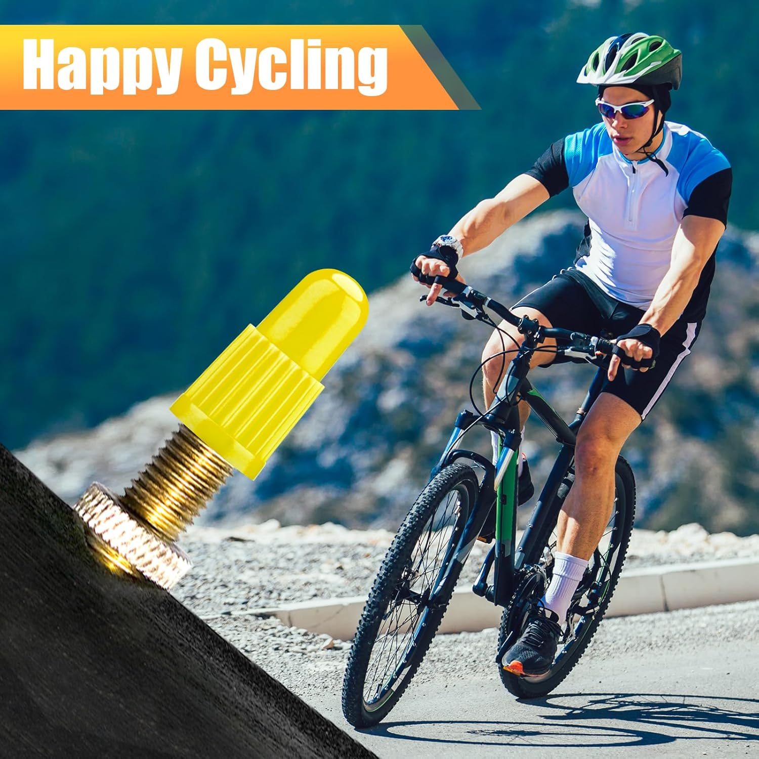 Yellow Presta Valve Caps for Bicycle Plastic Tire Valve Stem Covers - Air Valve Stem Covers for MTB Mountain, Road Bike Tires (20 Pack) image number 5