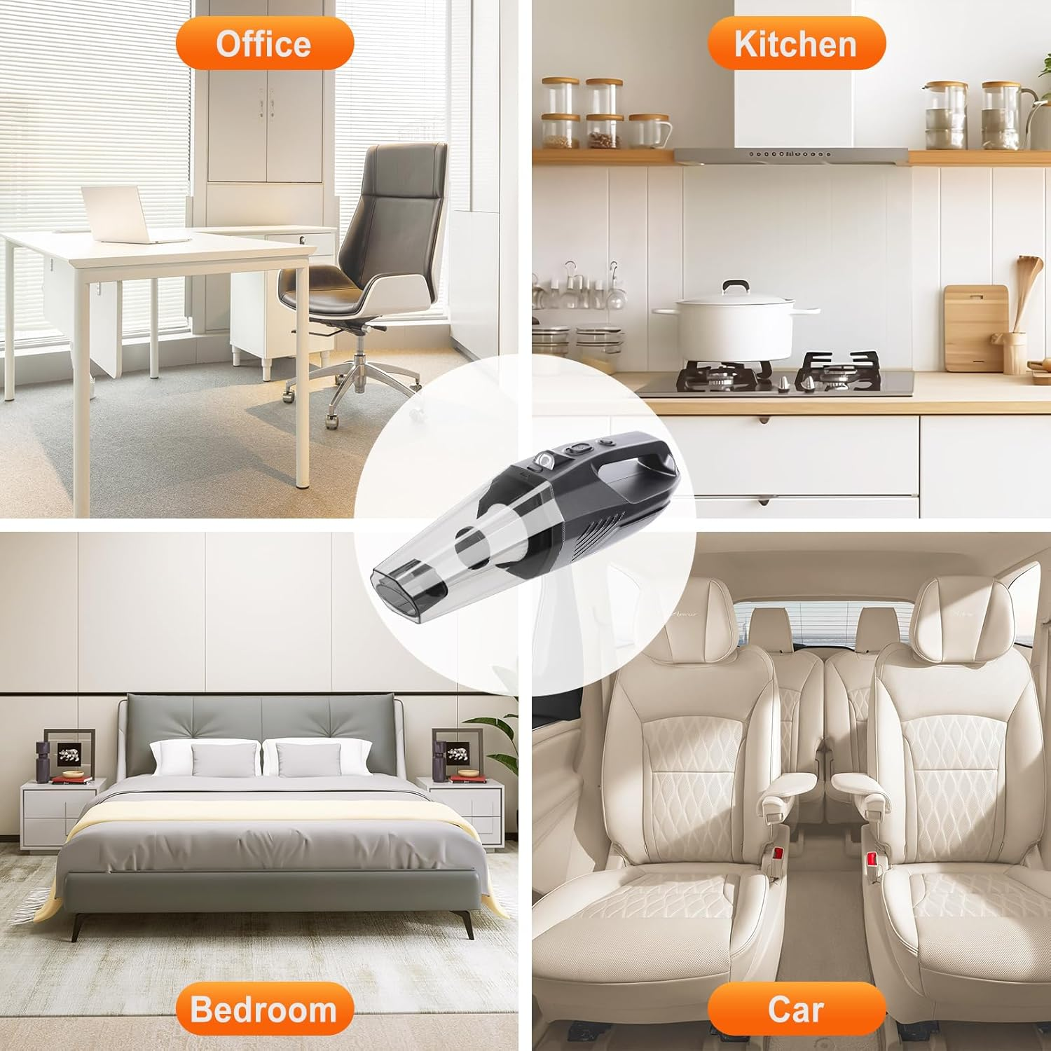 Handheld Vacuum Cleaner Portable Rechargeable with Washable HEPA Filter, Cordless Car Vacuum Cleaner Powerful for Home Carpet Stairs Pet Hair, Mini Hoover Car Hoovers Lightweight (Sliver) image number 2