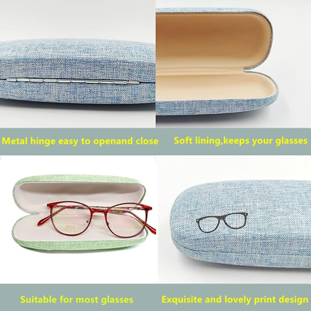 4 Pcs Glasses Case Hard Shell Eyeglasses Case, Unisex Portable Protection, Linen Fabrics Eyeglasses (4 Colours) image number 1