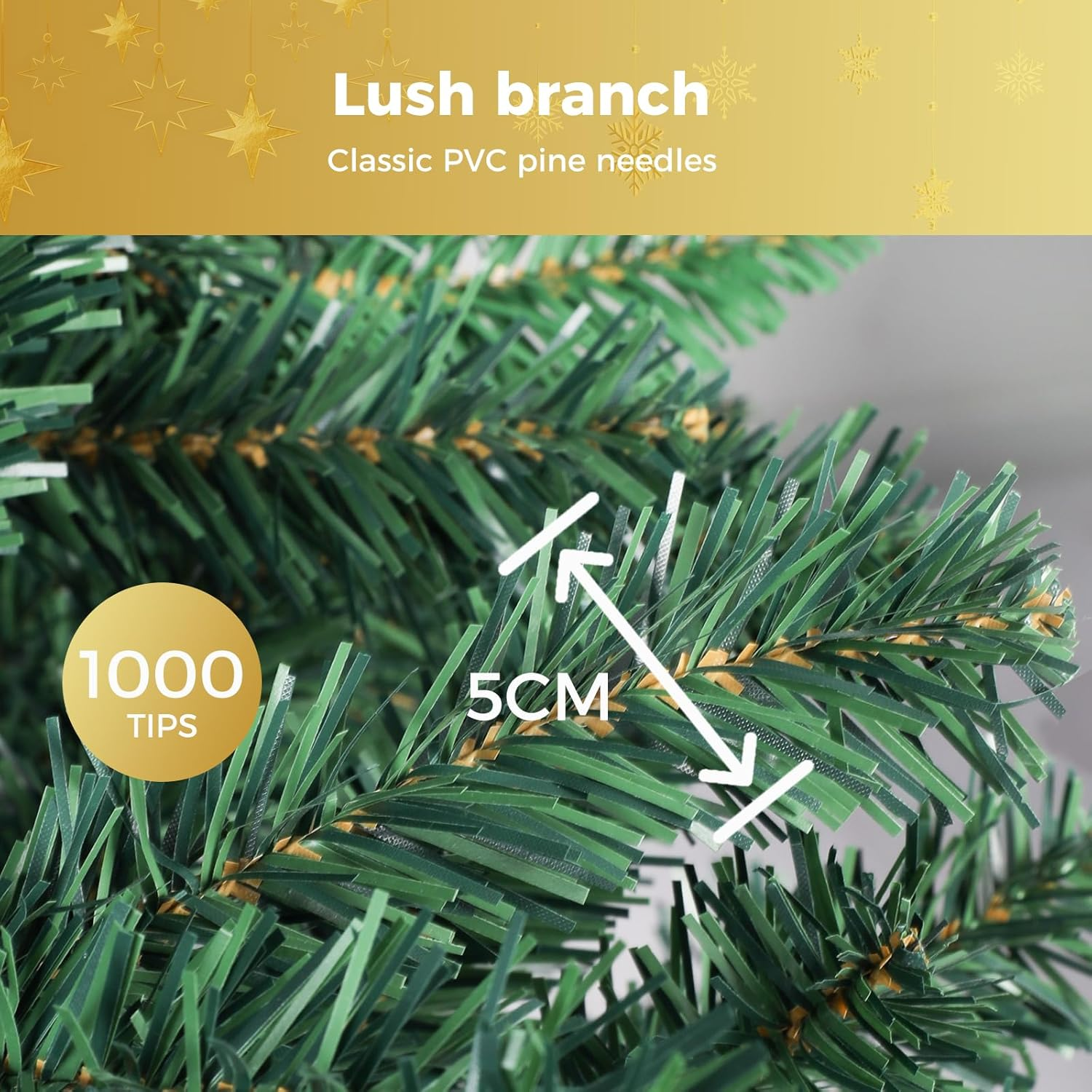 SANTACO 2.1M Atificial Christmas Tree,7Ft Xmas Fake Pine Trees,Indoor Outdoor Holiday Decor,For Home Office School Mall Park Holiday Green Decoration,Metal Stand,Easy Assembly image number 2