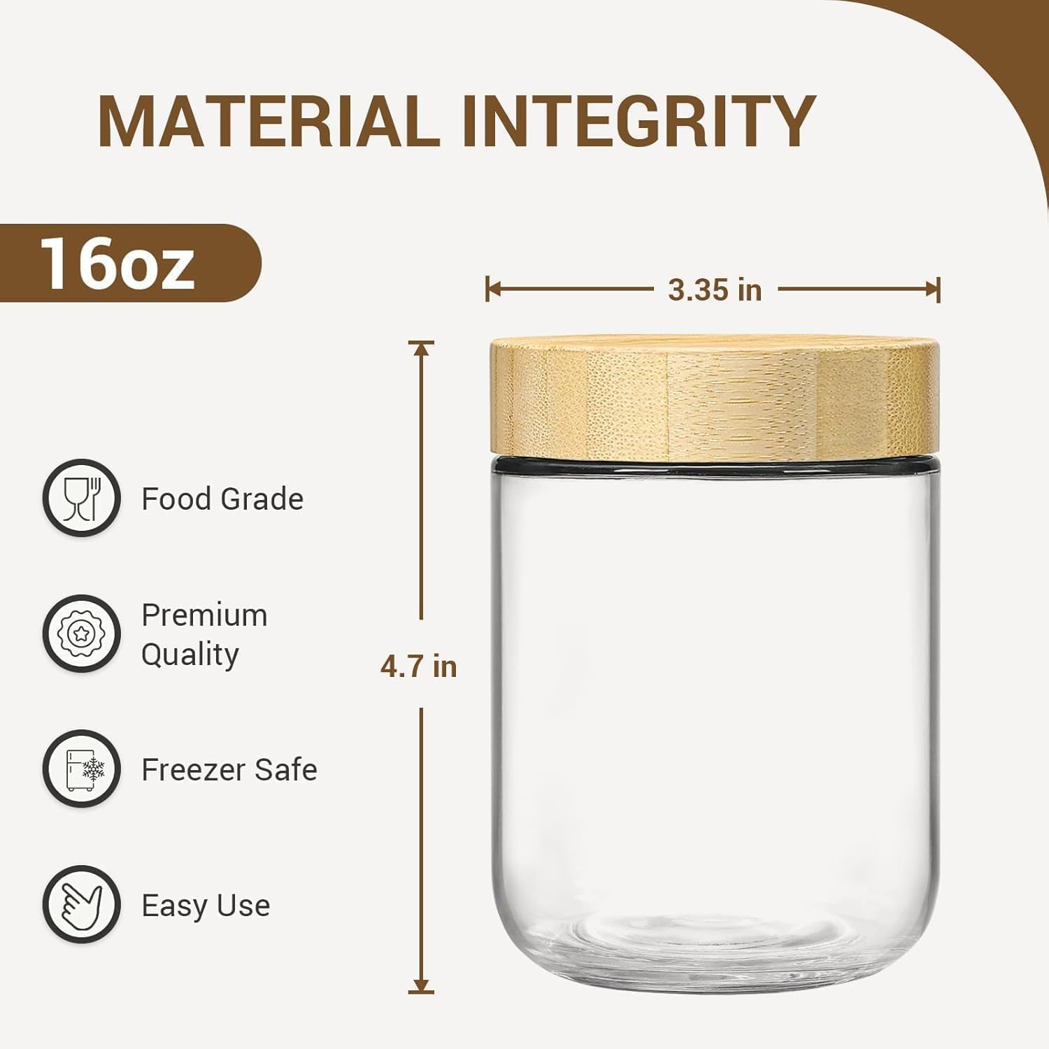 UESJKHOA Airtight Meal Prep Jars with Screw Lid, Pack of 4, 500 Ml Preserving Jars Made of Borosilicate Glass, Reusable for Overnight Oats, Smoothies and Storage Storage, Dishwasher Safe and Bpa-Free image number 4