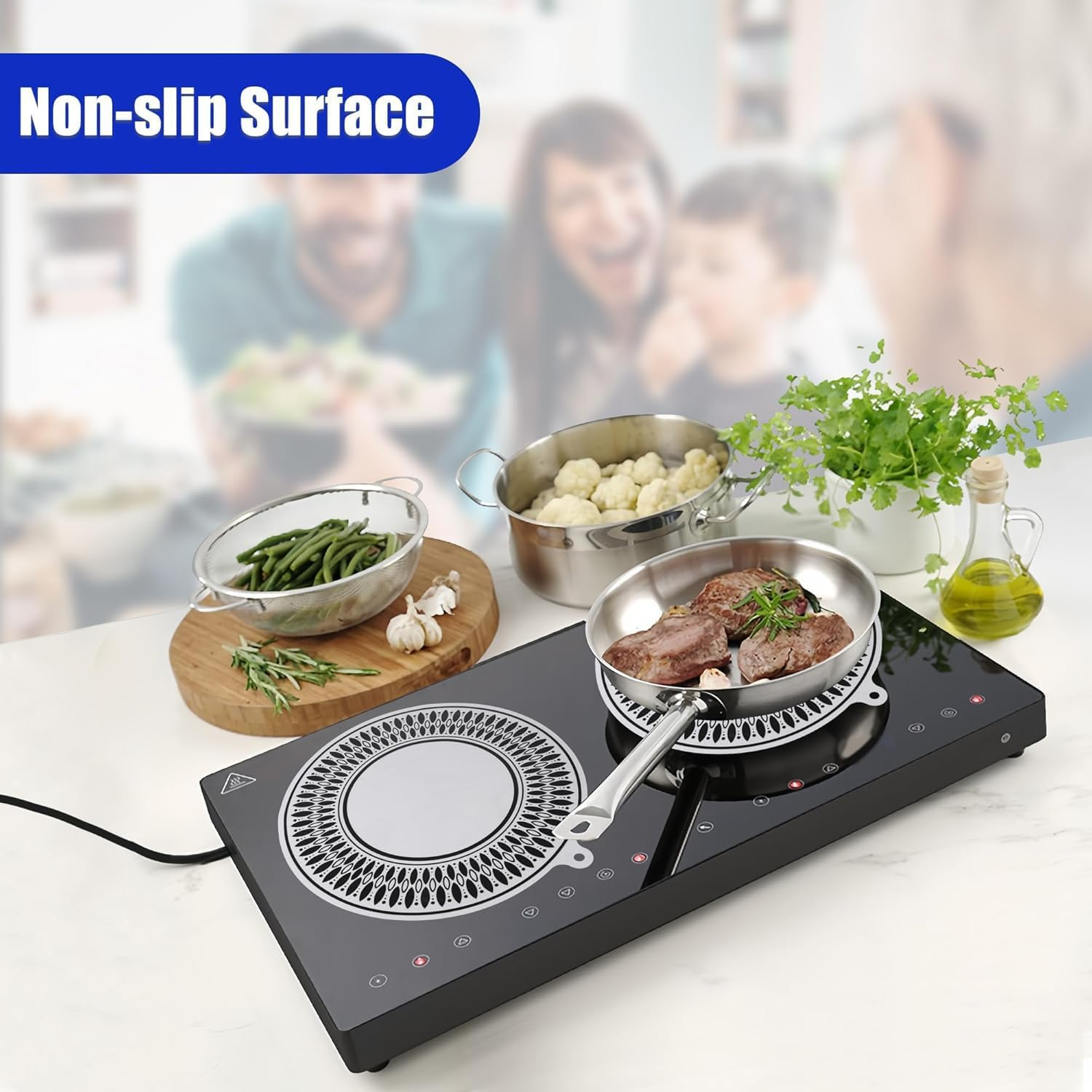 Lyfengdeam 2 Pcs Induction Cooktop Mat - Induction Hob Protector- for Induction Stove,Multifunctional Silicone Mats - Air Fryer Liners Cooktop Scratch Protector (24Cm)