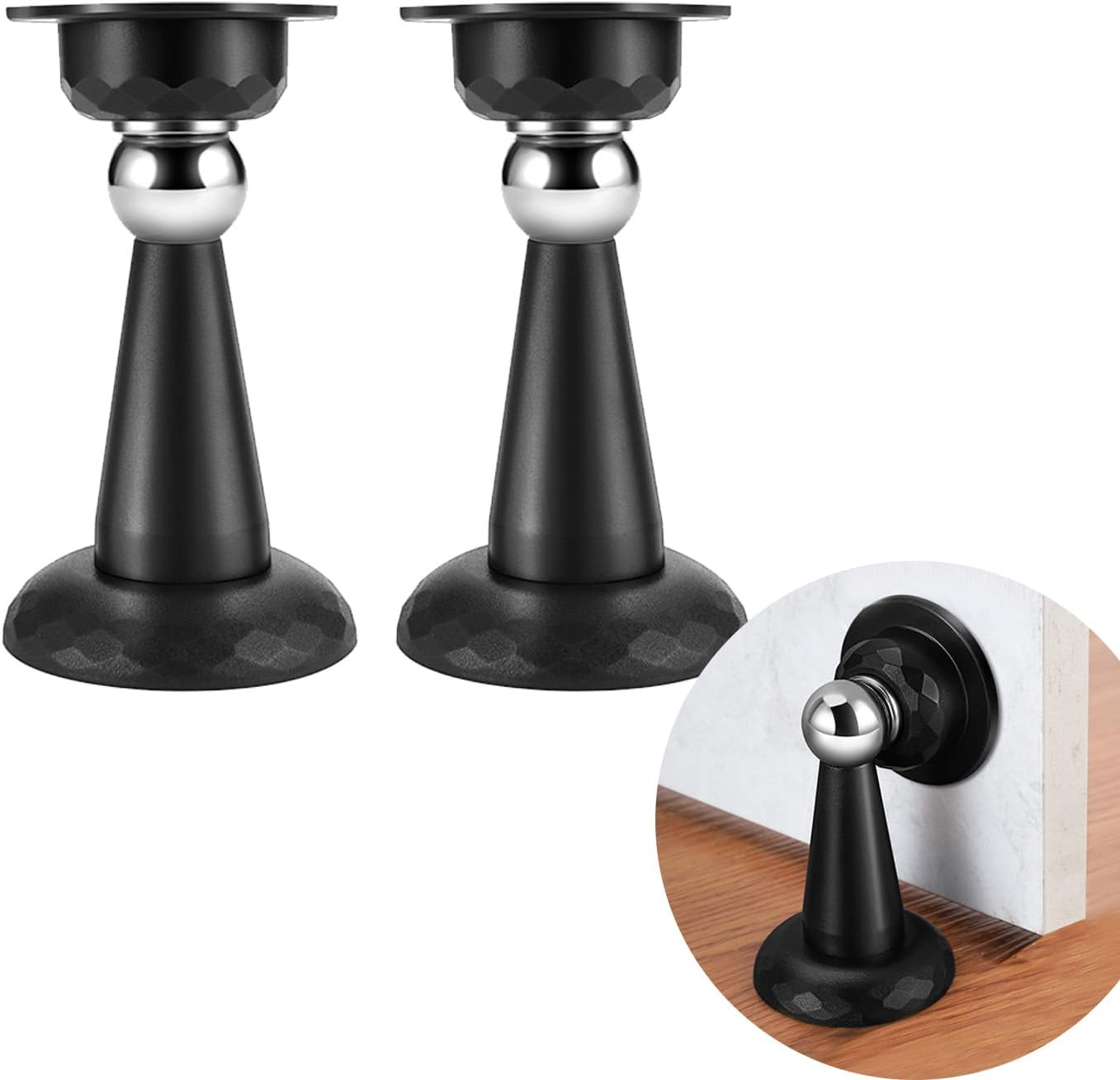 2-Pack Magnetic Door Stoppers | Heavy Duty Stainless Steel Door Stops for Wall & Floor | No Drilling Installation with Strong Adhesive | Universal Door Holder for Home & Office image number 6