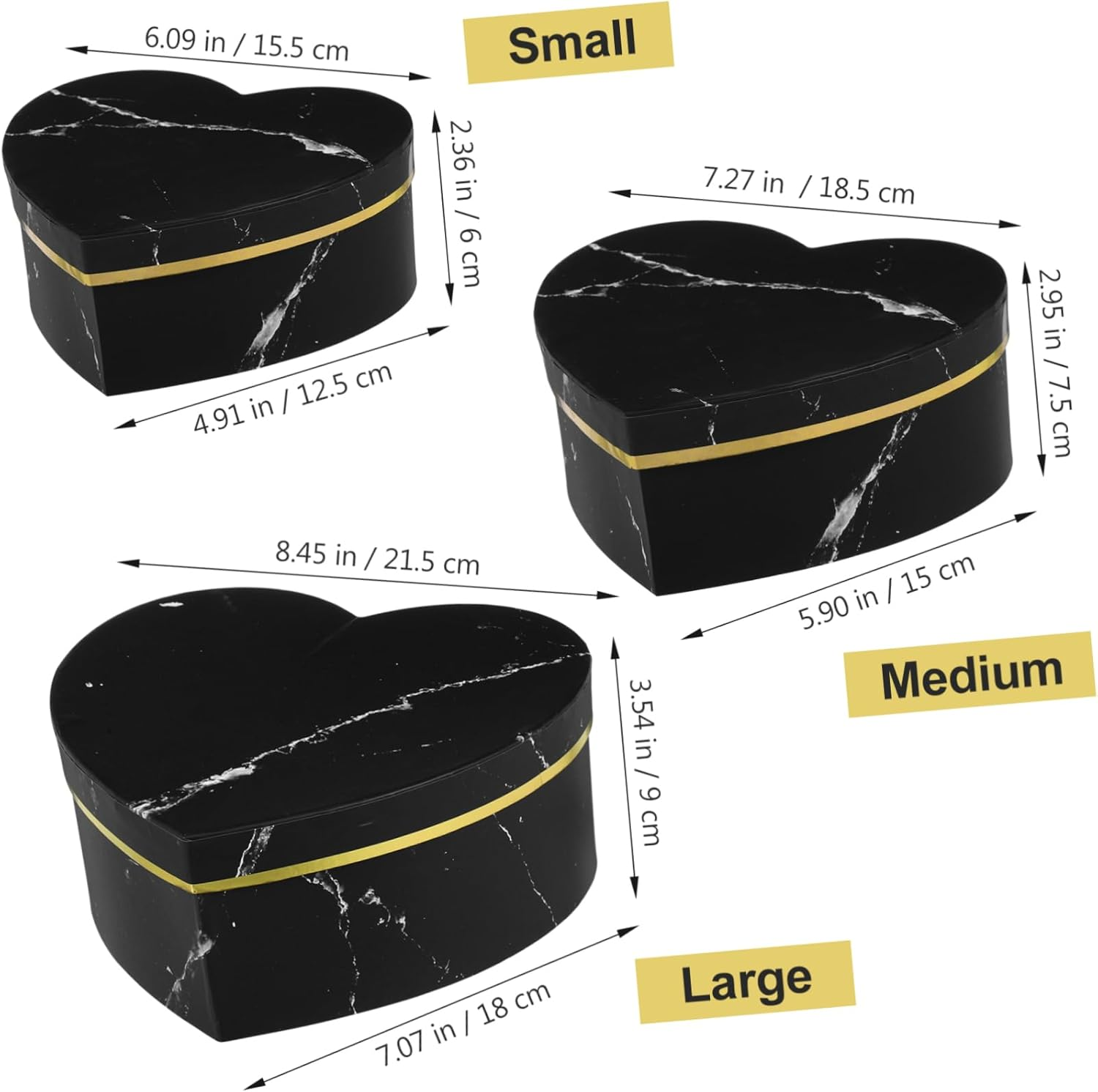 3Pcs Heart Shaped Luxury Flower Boxes for Valentine Day Bridesmaid Proposals Floral Arrangements Sturdy Decorative Box for Weddings Birthdays and Special Occasions image number 5