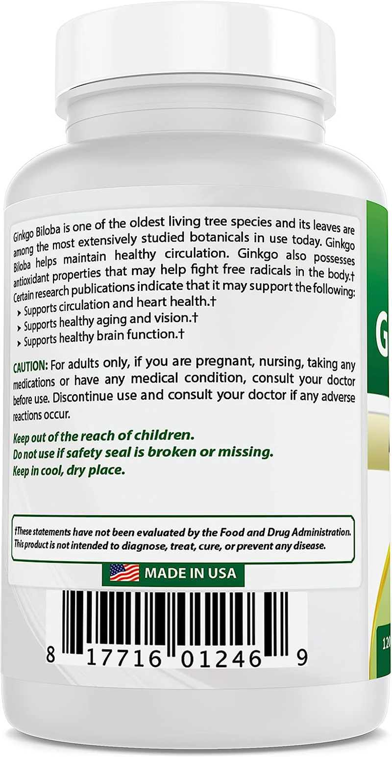 Best Naturals Ginkgo Biloba Extract 120Mg 120 Capsules (120 Count (Pack of 2))