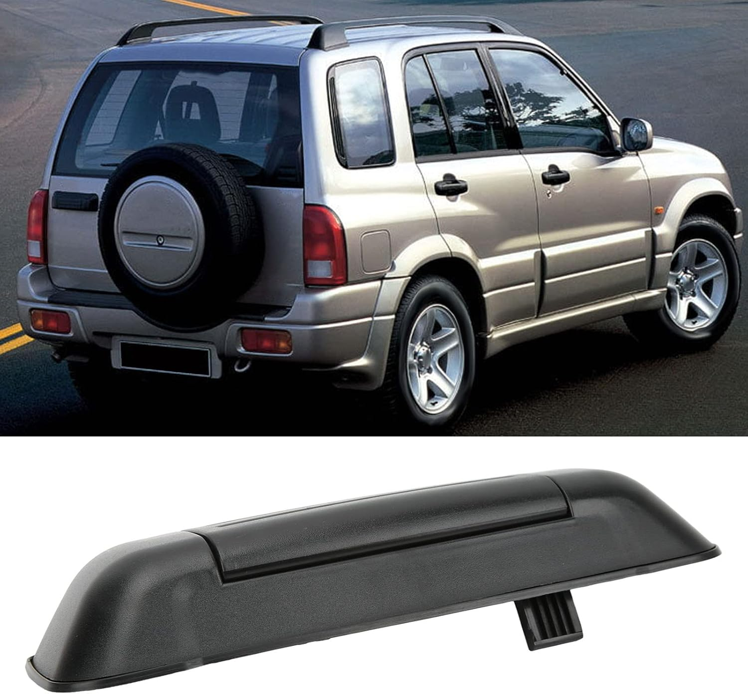 Tailgate Handle, Tailgate Latch Rear Door Handle Black ABS Exterior Rear Tail Gate Door Handle for Grand Vitara 1998‑2005 8285065D125PK