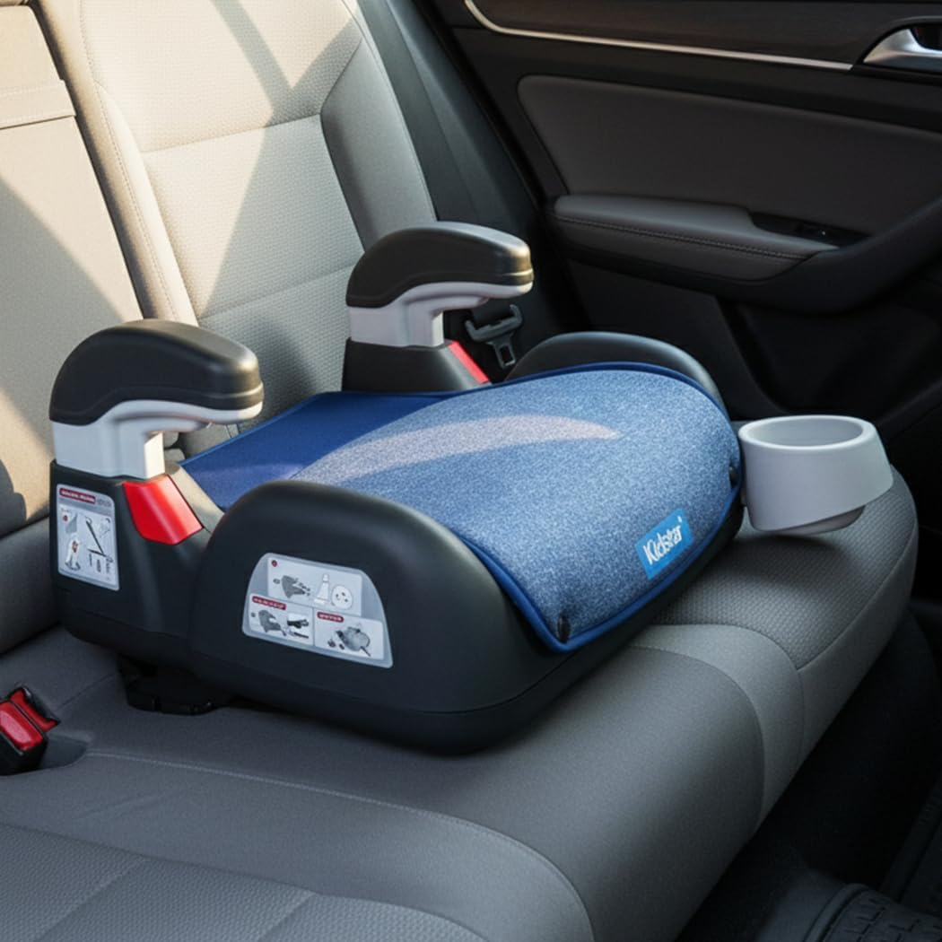 Safety Chair Toddler, Light Blue Ergonomic Kids Seat with High Elastic Sponge & PP, SGS Certified, Flame Retardant Fabric & Seatbelt Buckle