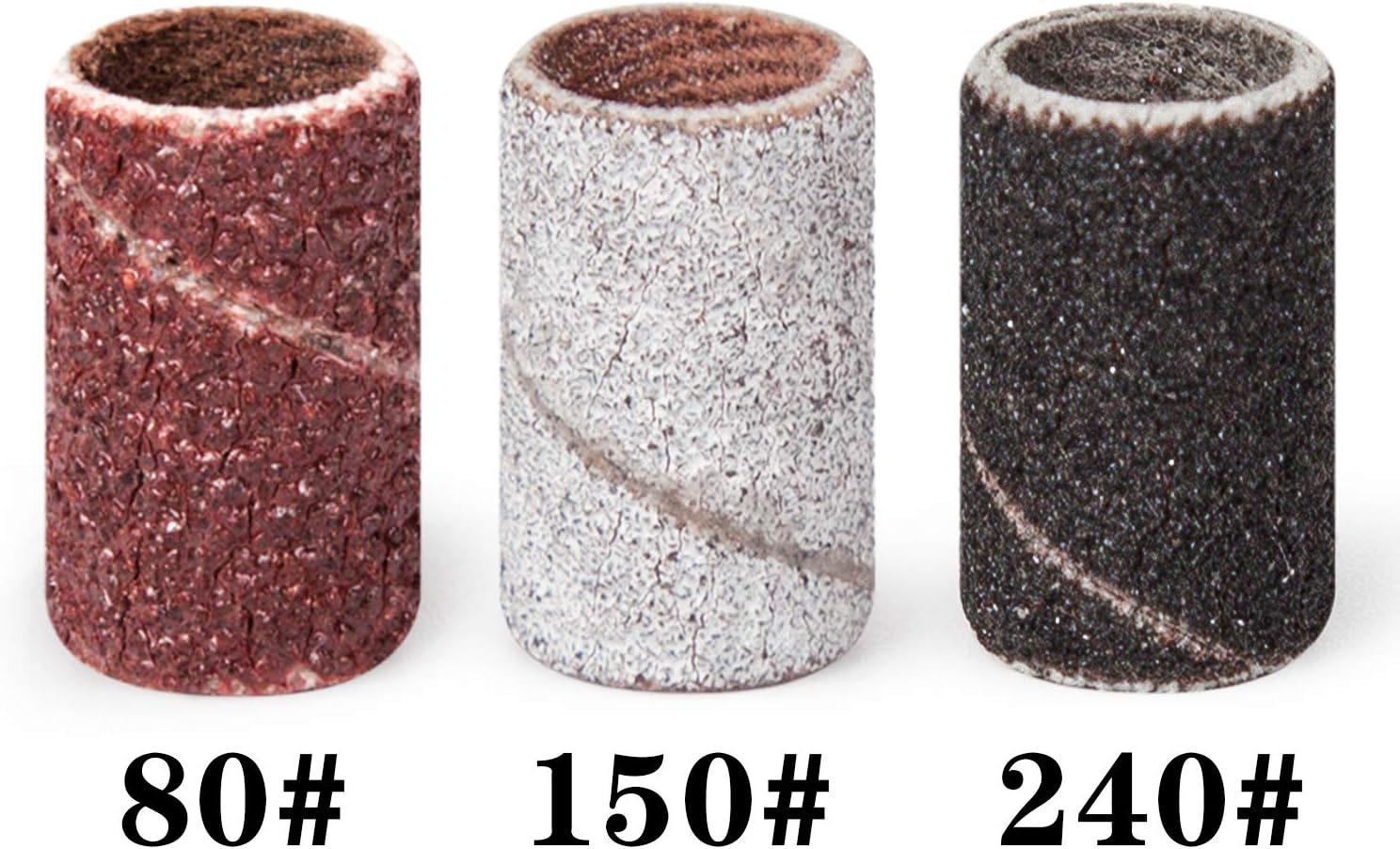 Lavinda Sanding Bands Nail Drill Bits 300Pcs Grits Electric File Nail Sanders Professional Drill Bits Set #80#150#240 Zebra Grinder Band Colorful 3/32" Mandrel Bit for Manicures Nail Drill Machine image number 3