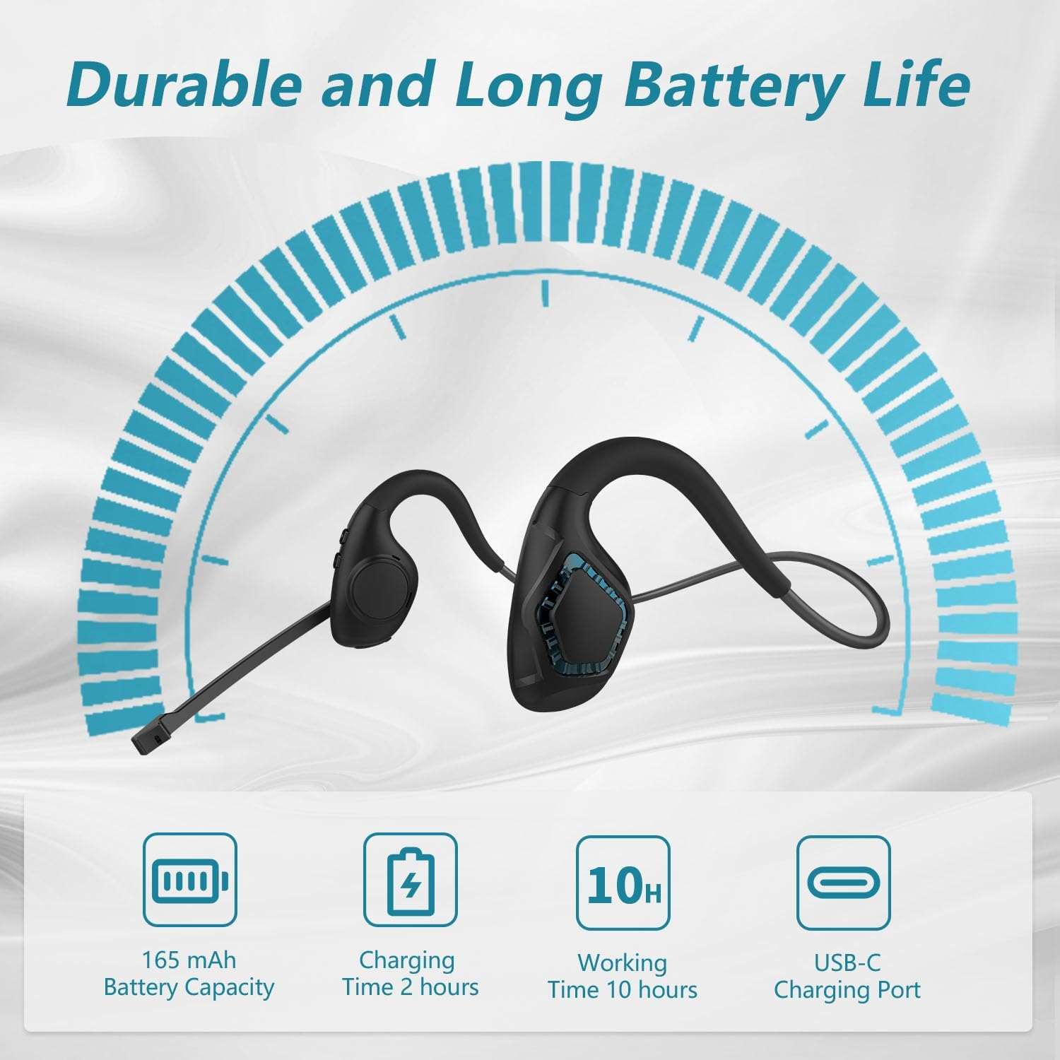 BANIGIPA Bluetooth Headset with Boom Microphone, Open Ear Headphones W/Noise Canceling Mic, Wireless Headset for Phone Laptop PC Computer, Light and Comfortable for Office Meeting Home Working-10 Hrs image number 1
