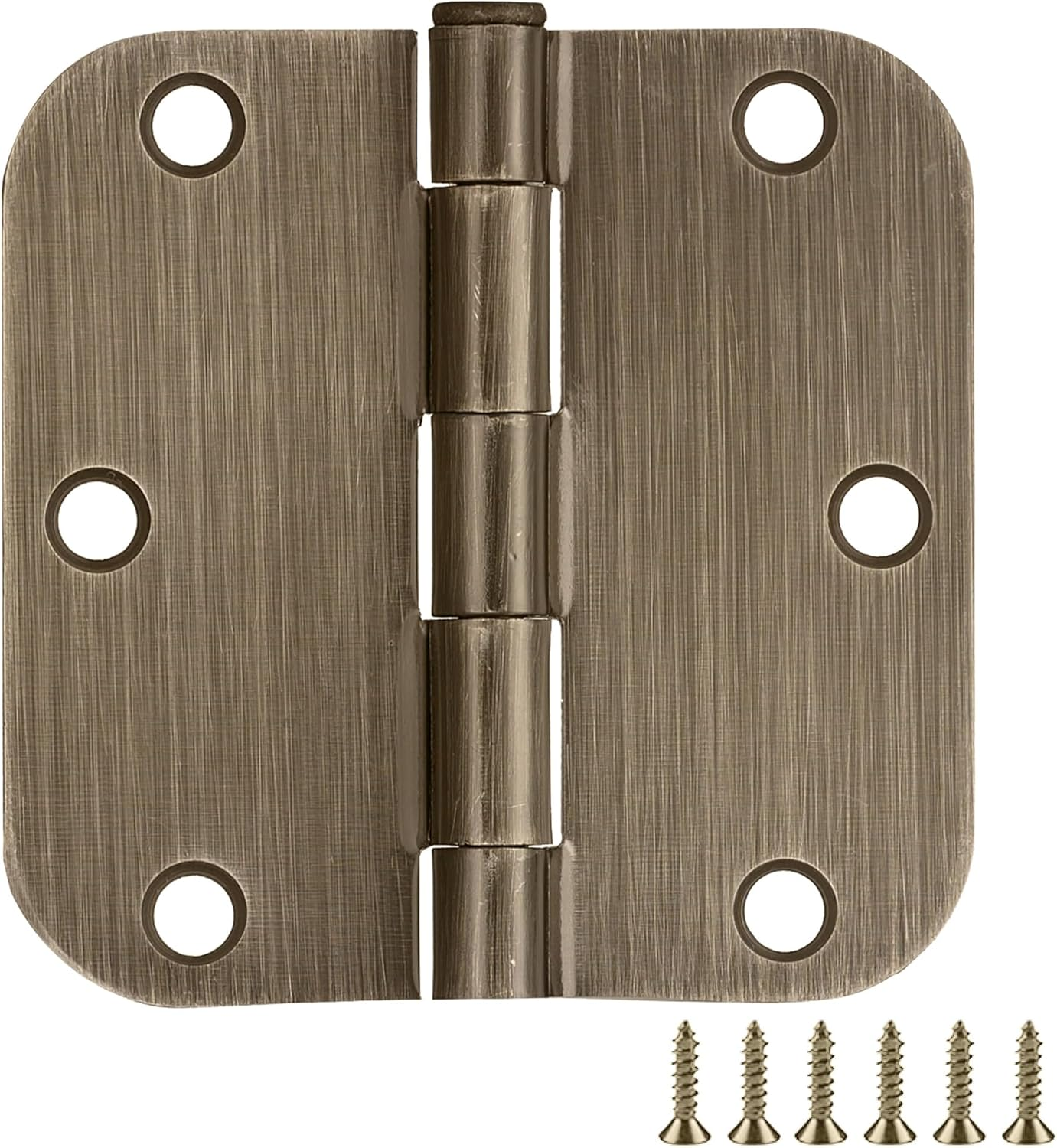 Design House Door Hinge, 3.5 in X 3.5 In, 5/8 in Radius, Interior, Rounded Steel, Removable Pin, Pre-Lubricated, Easy to Install, Satin Brass Finish, 9 Pack, 191130