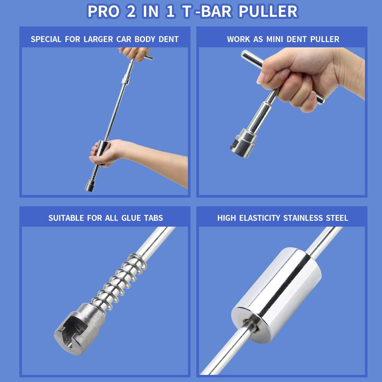 ROADGIVE 97PCS Auto Body Dent Repair Tool Kit, Paint-Friendly Dent Repair Kit with Golden Lifter, Slide Hammer T-Bar Dent Puller, Bridge Puller, Suction Cup and Glue Gun for Car Dent Remove Tools Kit image number 4