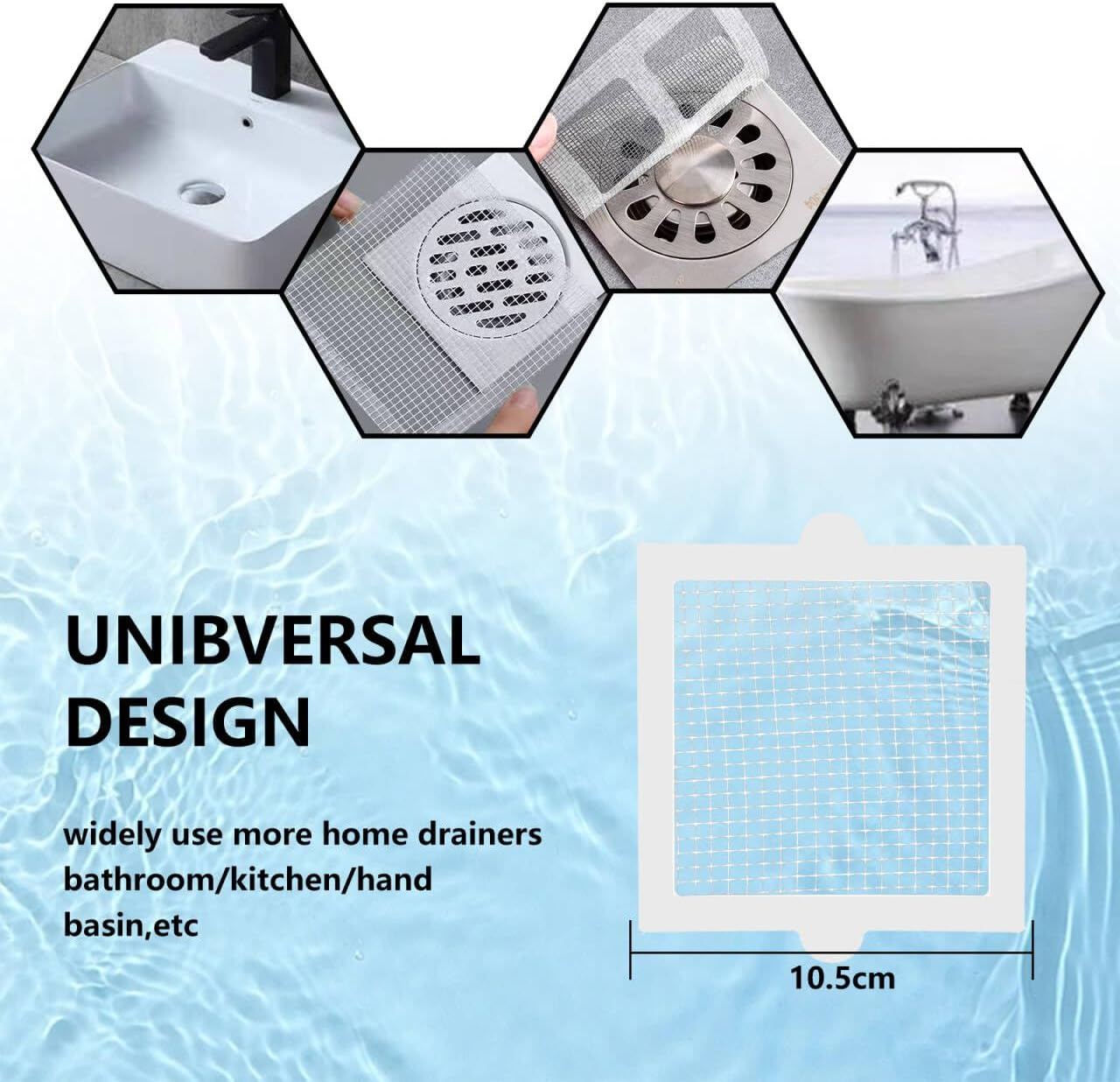 40 Pcs Disposable Shower Drain Hair Catcher, Square Shower Drain Dog Hair Catcher, Mesh Filter Sink Strainer Stickers for Shower, Anti-Blockage, Bathroom, Bathtub, Kitchen, Sink (Square) image number 4