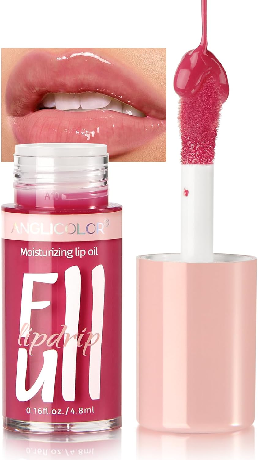 Anglicolor Lip Oil,Hydrating Tinted Clear for Dry Lips,Plump Moisturizing & Nourishing Lip Glow Oil,Vegan & Cruelty-Free (#03)