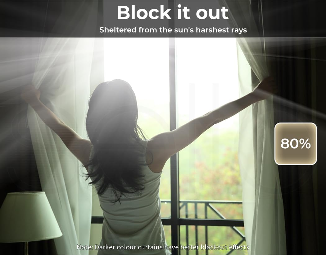 Marlow 2 Panels Blockout Curtains Chenille Window Blackout Draperies Eyelet Day Bedroom Living Room Thermal 240Cmx250Cm (Haze Blue) image number 4