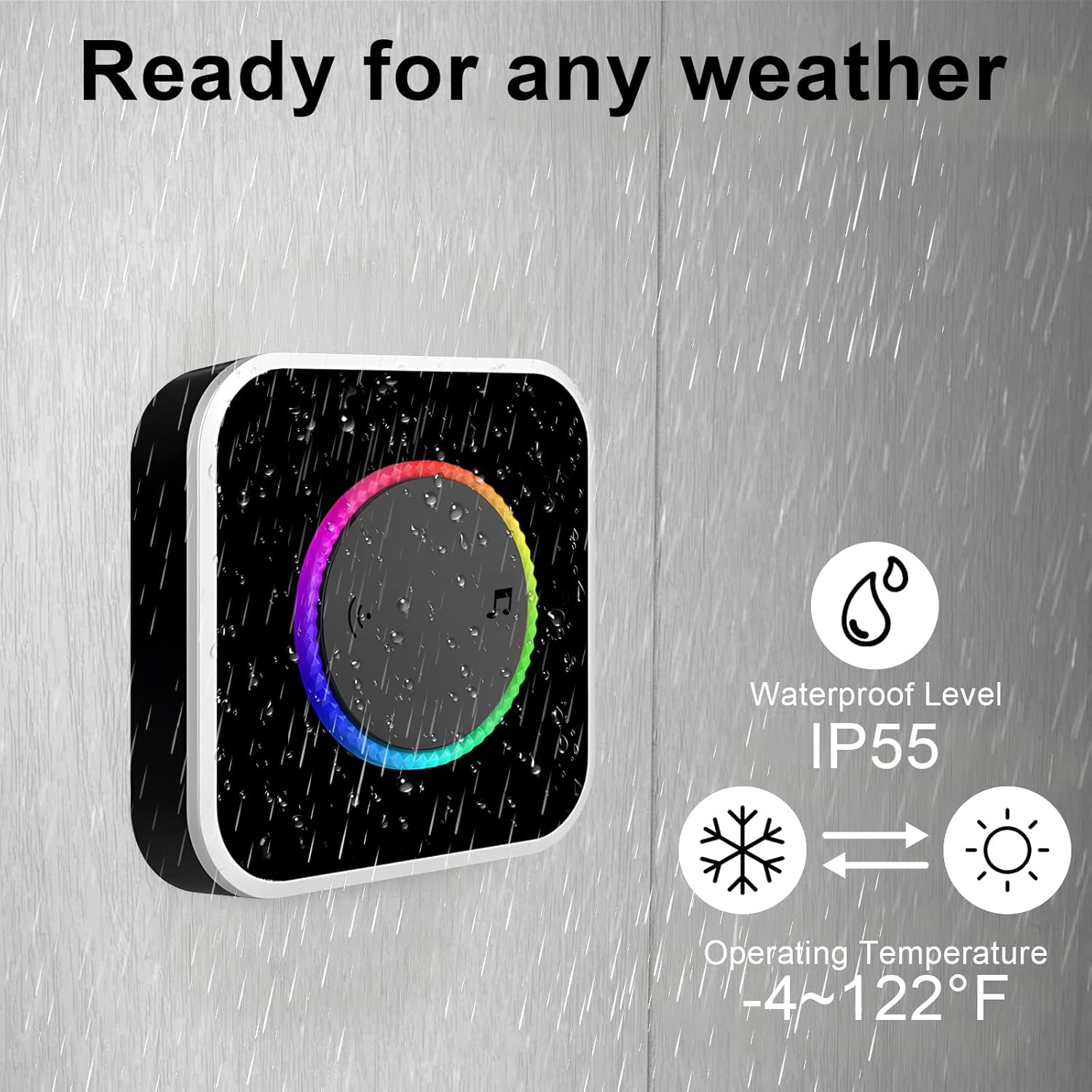 Wireless Doorbell Chime with 1 Remote Waterproof Transmitter and 2 Plugin Receivers, Remote Door Bell Ringer 300M Long Range, 60 Ringtones &bull; 4 Volume Levels &bull; Colorful LED Flash &bull; Portable Doorbell image number 1