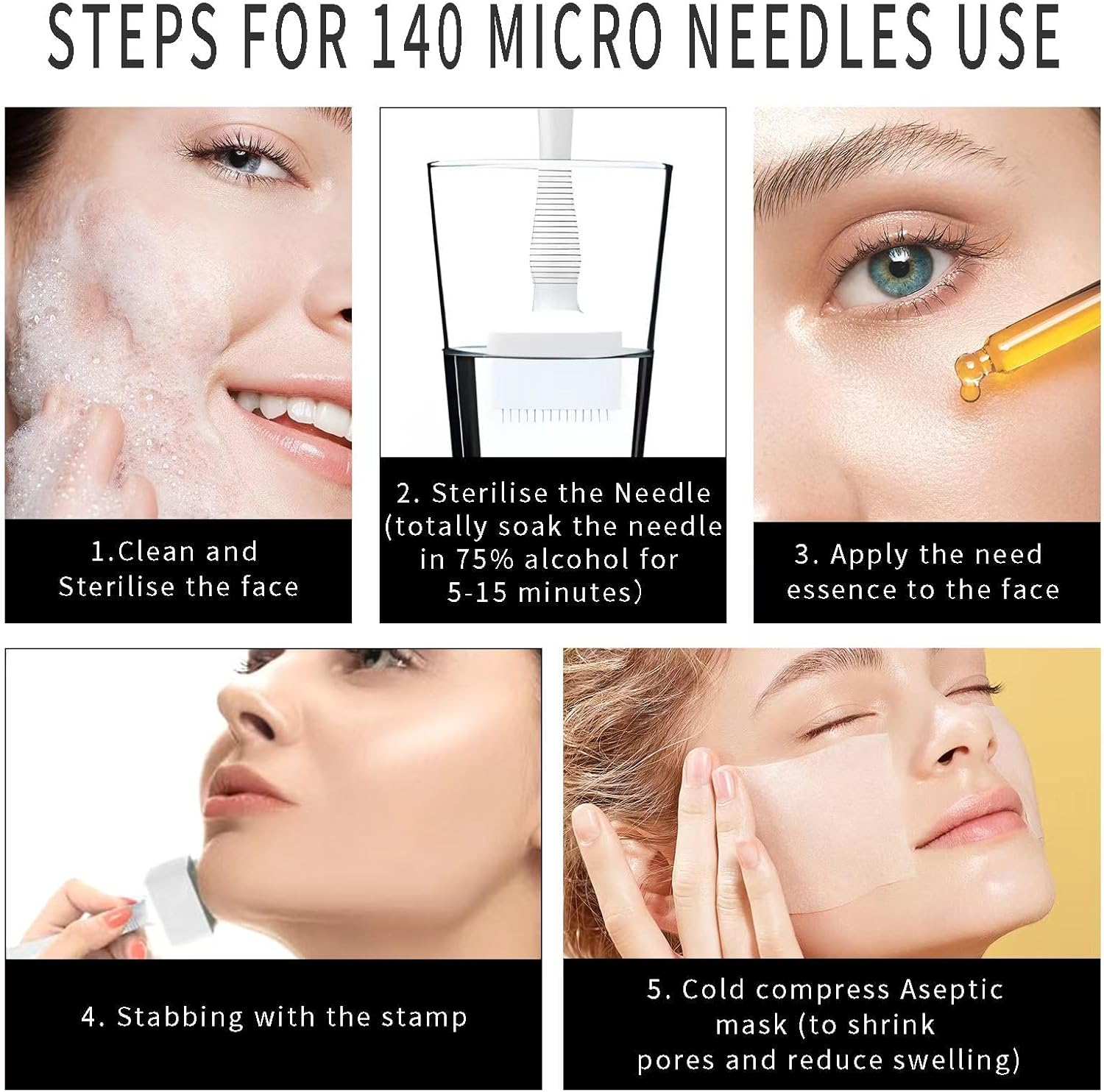 Zephyrcraft Derma Stamp Hair, Beard Growth Micro Elegant Pen for Body and Beard Growth, Lightweight, Micro Needle Stamp 0-3 Mm, 140 Grade a Titanium Needles, Dermastamp Adjustable