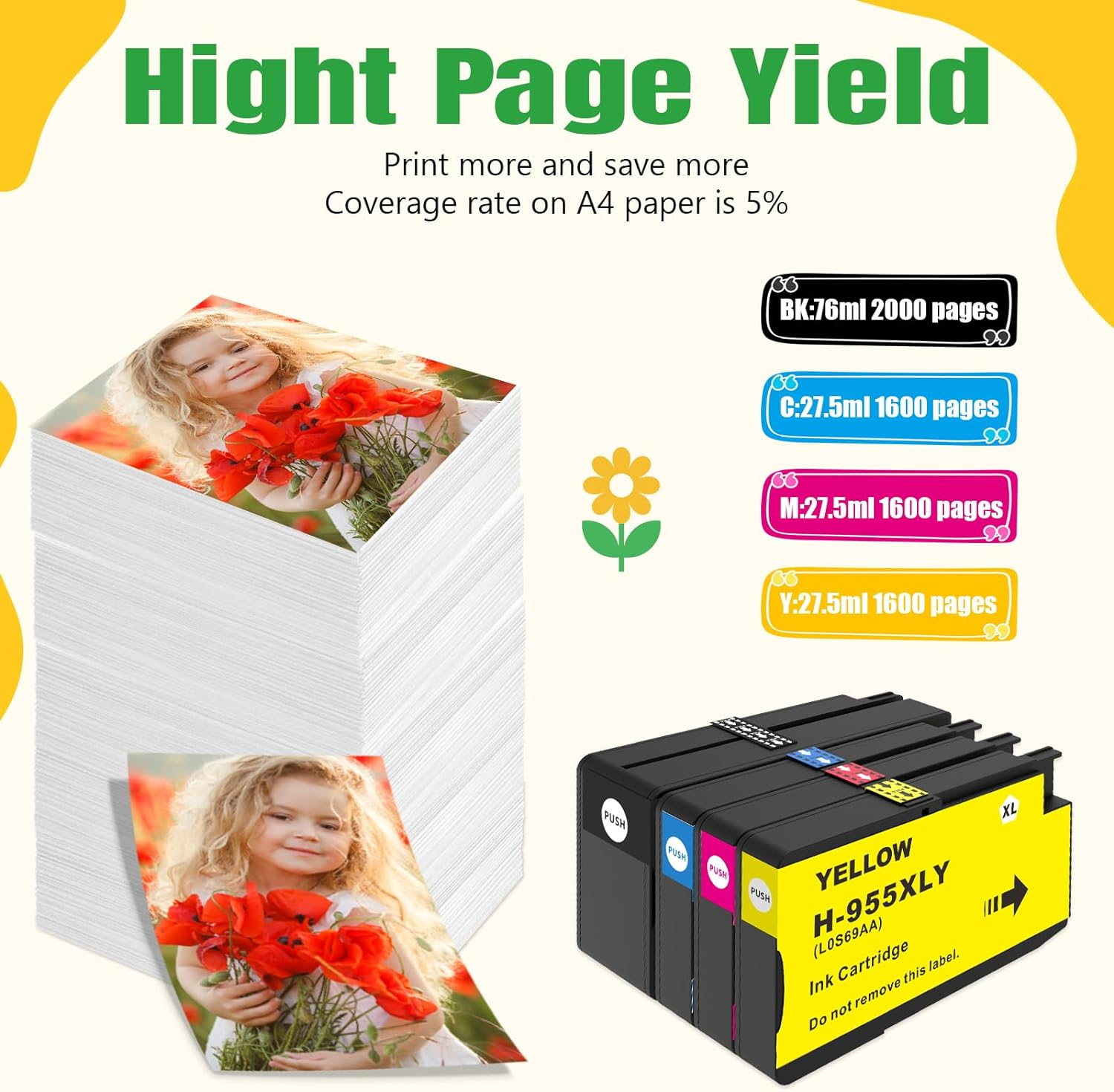 955XL Ink Cartridges Compatible for HP 955 XL for HP Officejet Pro 7720 7730 7740 8210 8216 8710 8720 8725 8730 8740 All-In-One Printer (1B 1C 1M 1Y) image number 4