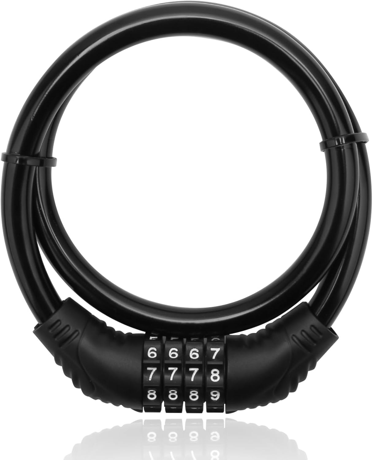 Combination Bike Lock with 65Cm Coiled Cable - 4 Digit Resettable Keyless Lock for Bicycle, Scooter, E-Scooter | Heavy Duty Anti-Theft Security | PVC Coated Flexible & Cut Resistant (Black) image number 6