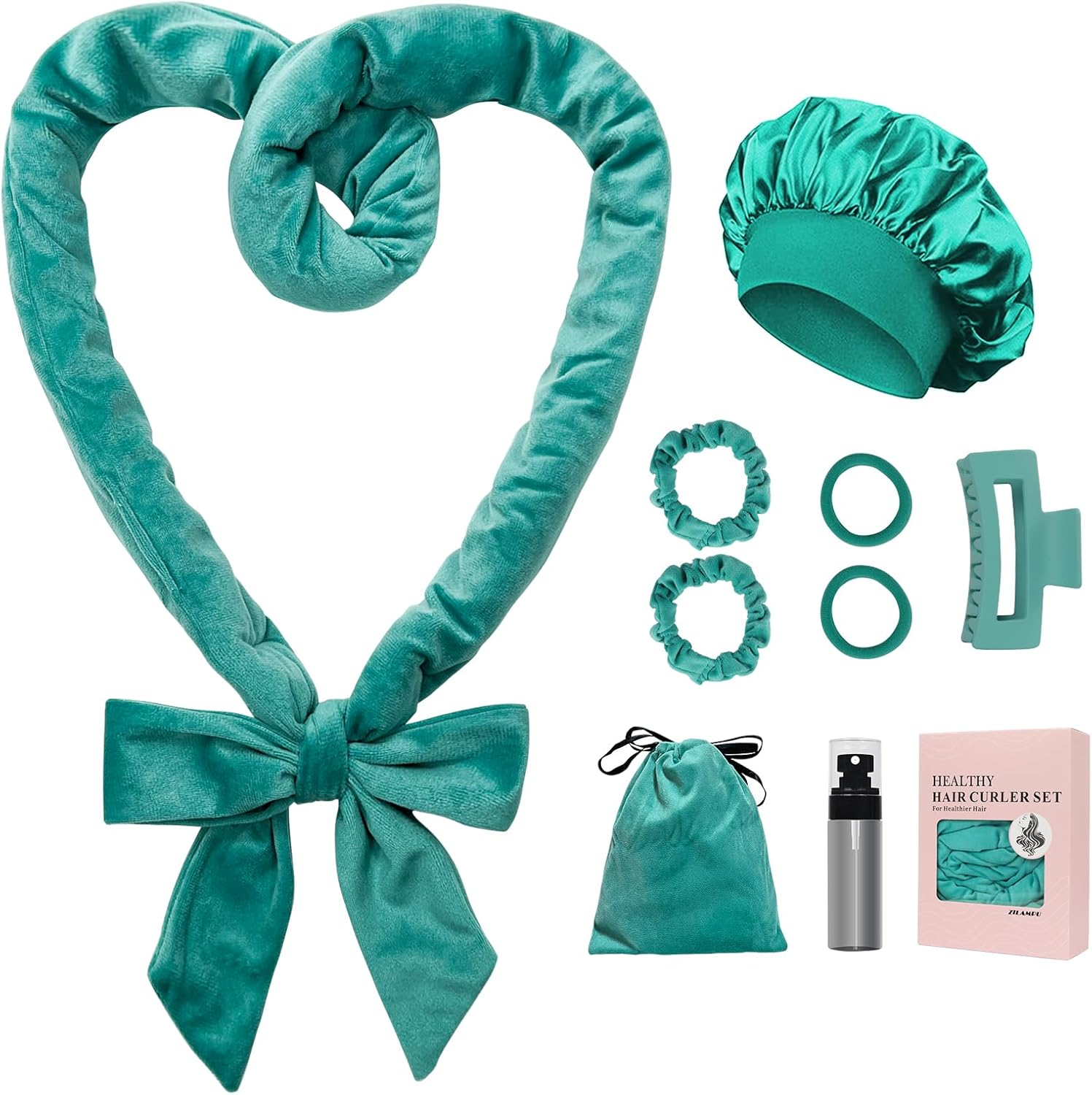 ZILAMPU Heatless Hair Curler, Heatless Hair Curlers to Sleep in Overnight Curls Headband, 70" Long Soft No Heat Curling Headband for Women Girl Long Wave Hair Rollers, 9 PCS Heatless Curl Set -Purple