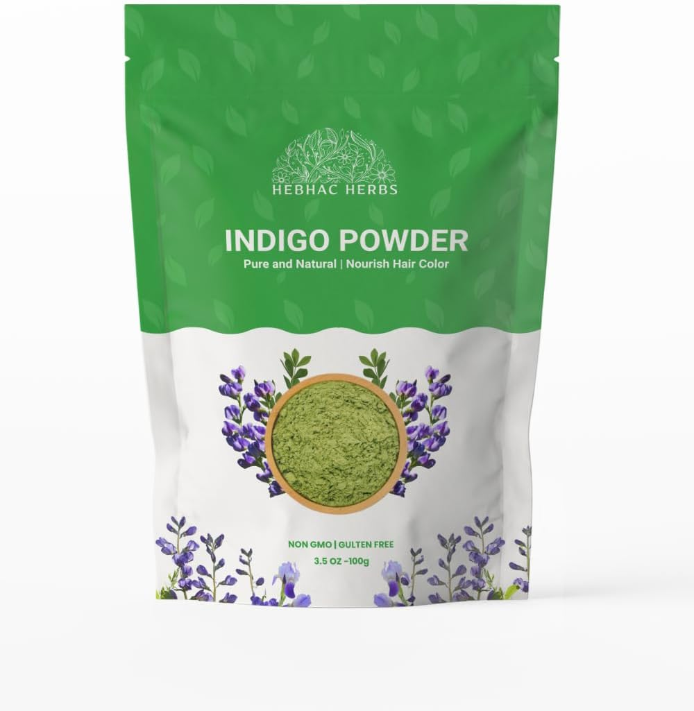 Indigo Powder for Hair Color/Beard Dye by Hebhac Herbs | Natural Indigo Hair Color for Black & Dark Hair | Indigofera Tinctoria | 3.5Oz (100G) Natural Hair Dye Powder image number 4