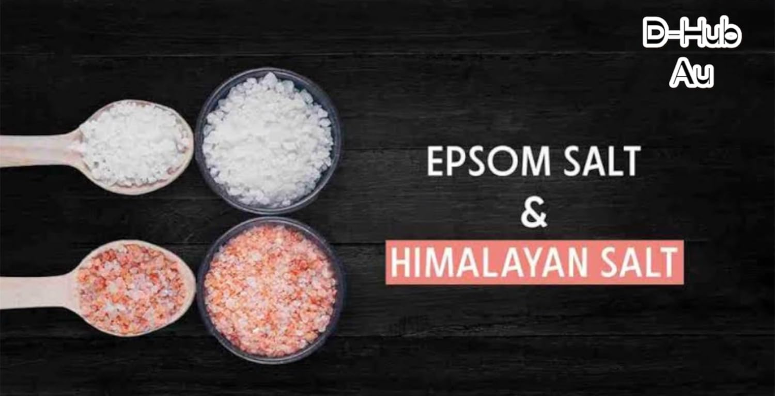 D-HUB AU: (900G) Pure Epsom Salt & Himalayan Pink Salt Bath Magnesium Soak &ndash; 100% Natural, Premium Food Grade (FCC) Combo of Epsom and Himalayan Bath Salts for Ultimate Muscle Relaxation, Detoxification, and Wellness. image number 1