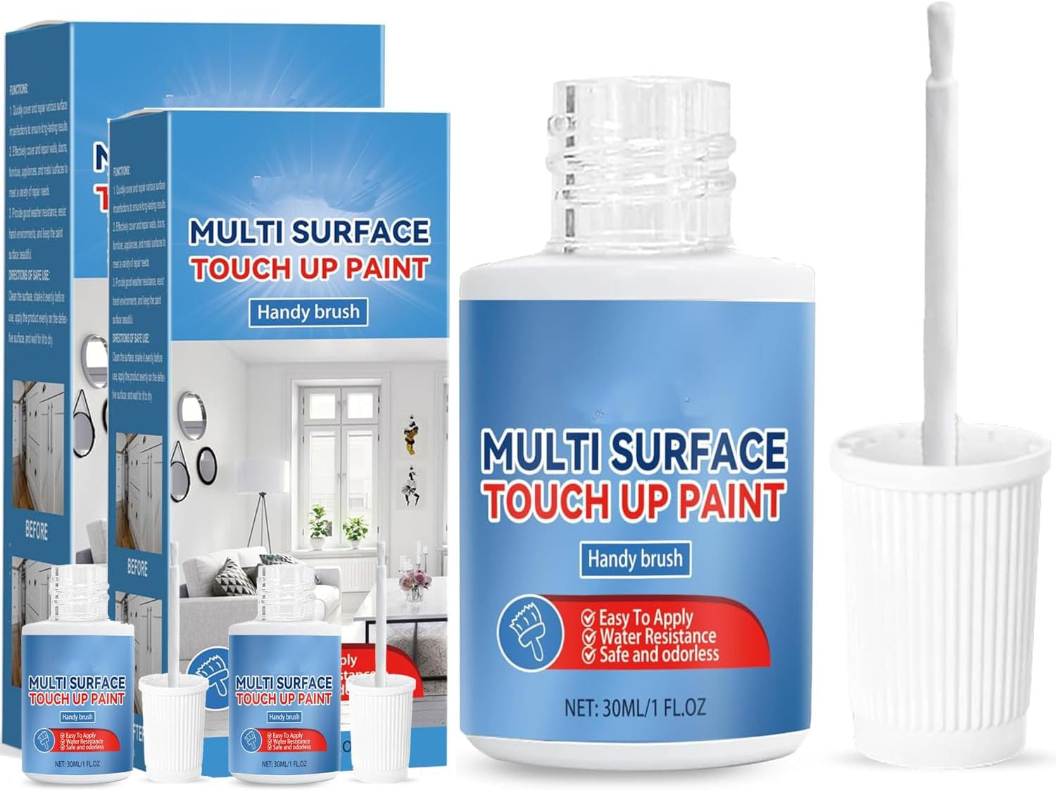 White Touch up Paint Pen - Multi-Surface Repair Touch up Paint Pen for Cabinet,Furniture, Wall, Door，Wood & Appliance(2 Pack，1Oz Each) image number 4