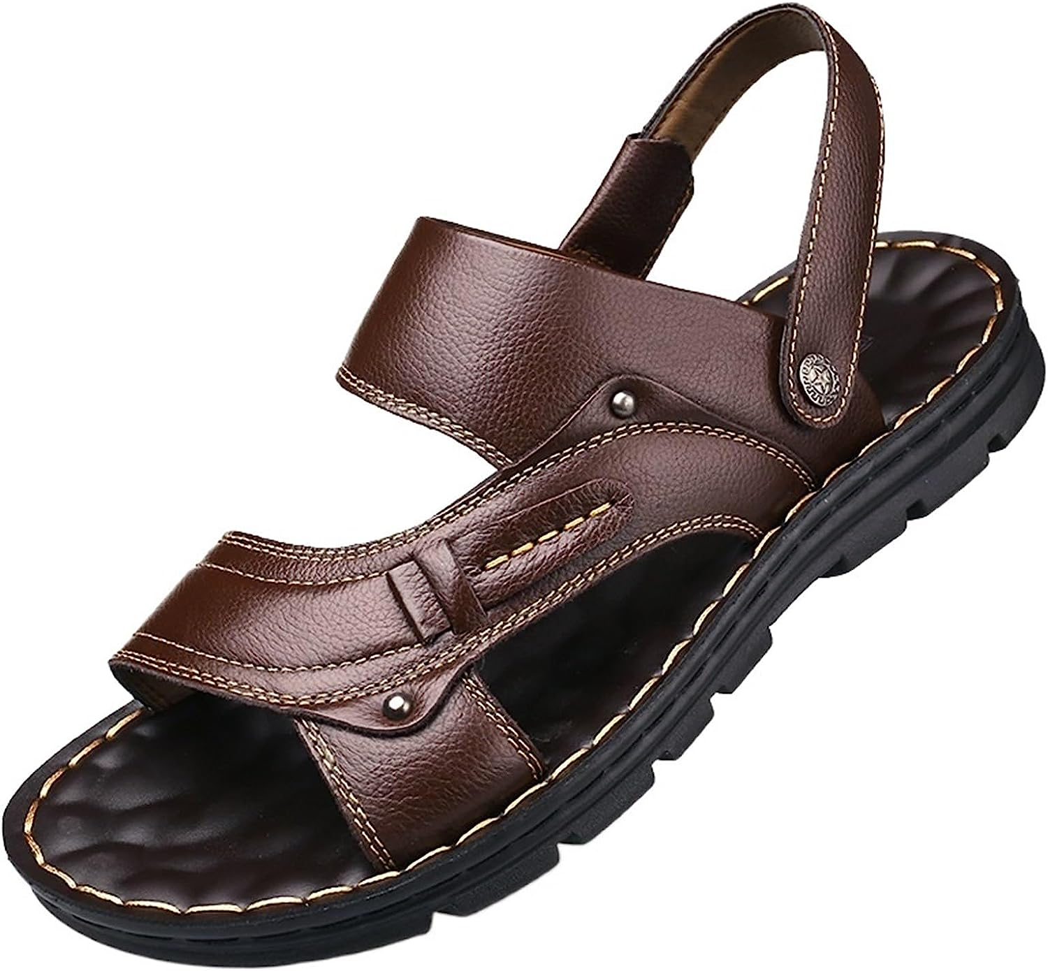 Summer Style Men Shoes Leather Beach Shoes Thick-Soled Anti-Skid Dual-Use Casual Men Sandals Three-Color Shoes (Color : Brown, Size : 8) image number 3