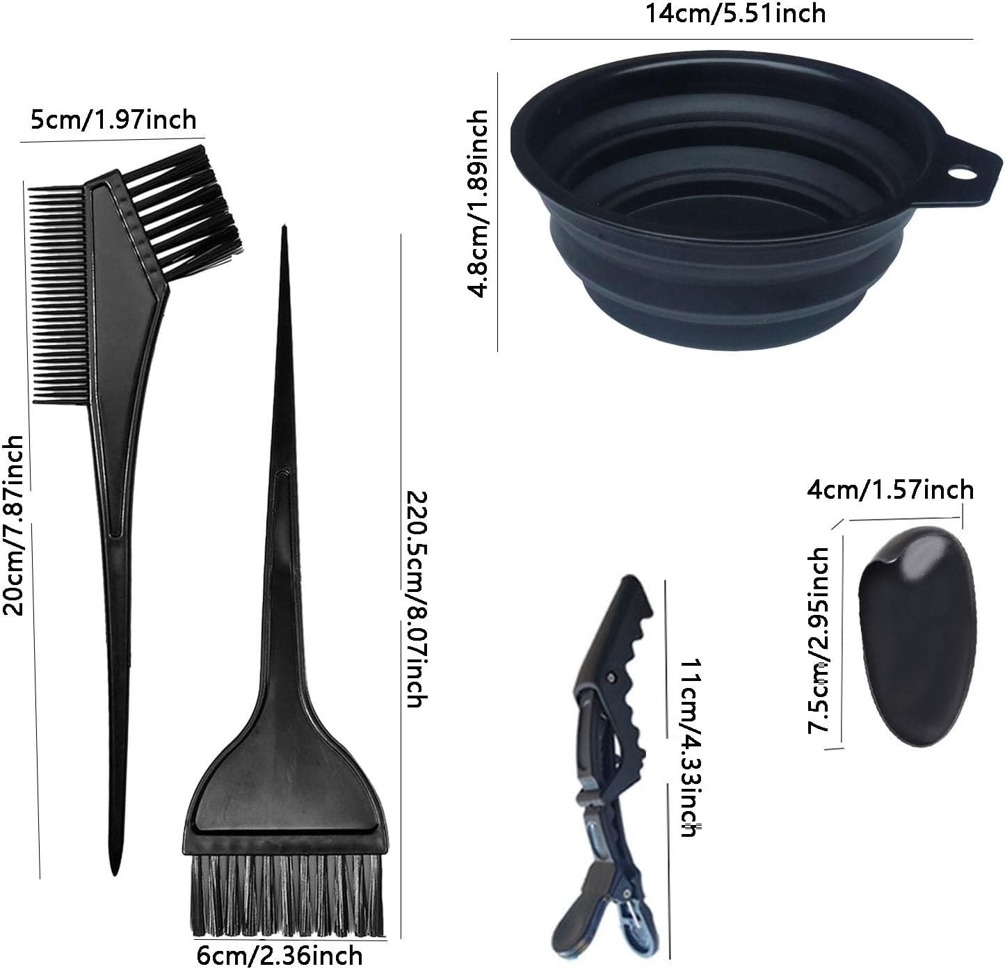Shengsenfu Hair Dye Color Brush and Bowl Set Hair Color Brush Mixing Bowl Kit, Perfect Tools for Dying Coloring, Applicator Dye & Comb, Mixing Bowl Tint Tool Earmuffs Salon Hair Clips image number 2