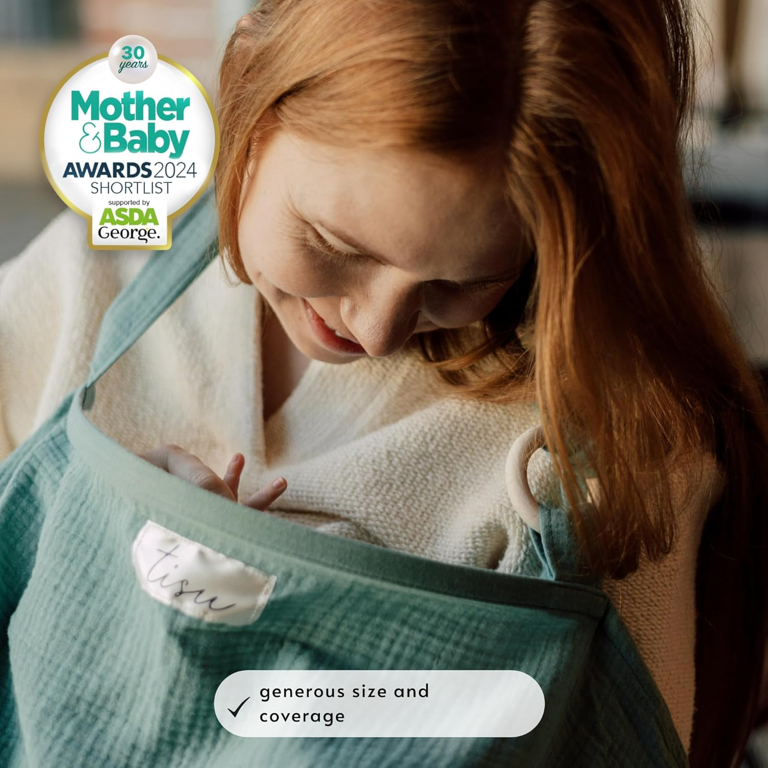 Nursing Cover for Baby Breastfeeding & Pumping | Multi Use Car Seat Stroller Cover | Breathable Soft Muslin Cotton | Breast Feeding Apron & Shawl by TISU (Sage Green (Neutral))