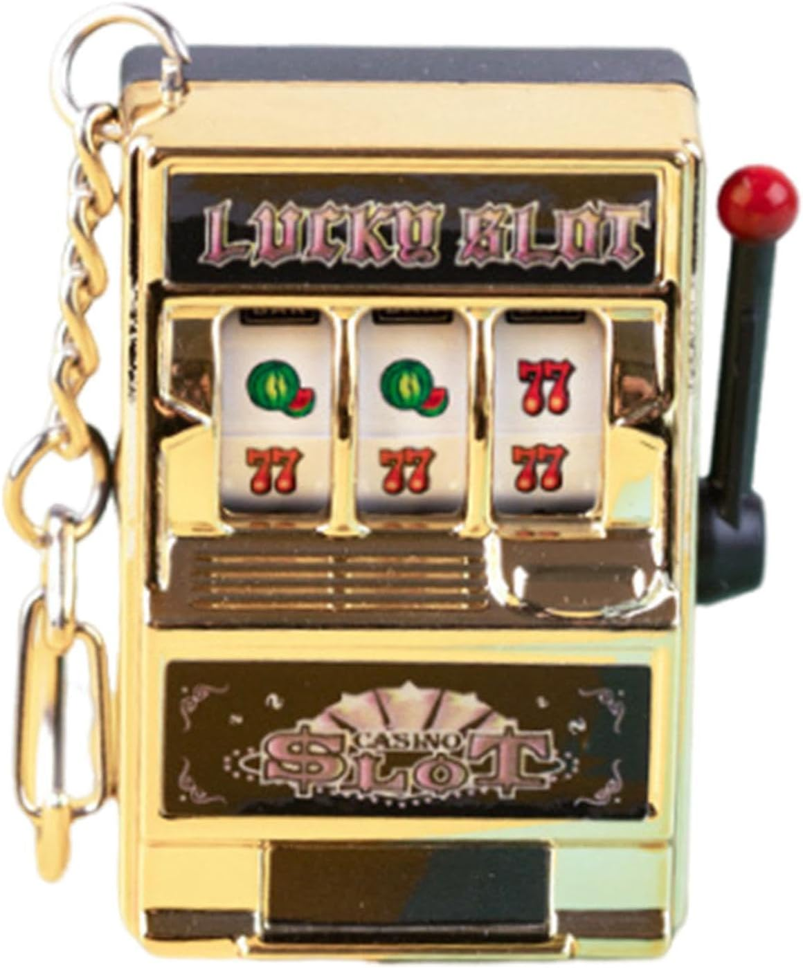 Mini Slot Machine Toy Mini Arcade Game Toy Birthday Keychain Fruit Machine Slot Pendant Party Decoration for Boys Girls Women , Golden