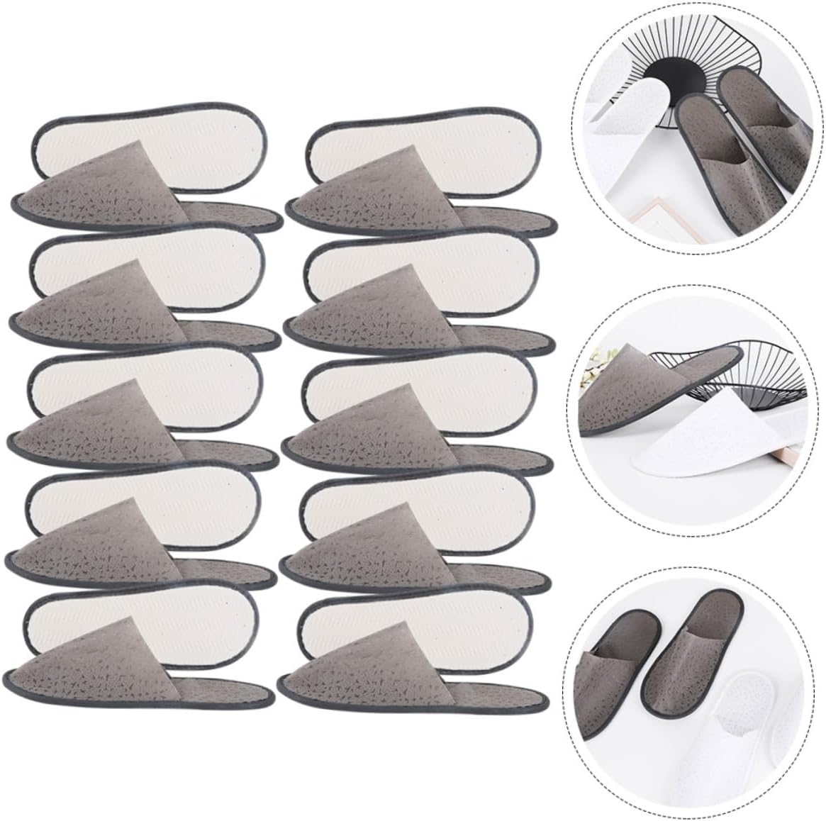 ARTSEWPLY 10 Pairs Disposable Non-Slip Closed Toe Slippers for Men Women Lightweight Breathable Hotel Spa Bedroom Slippers with Textured Sole Portable Travel Guest Footwear image number 3