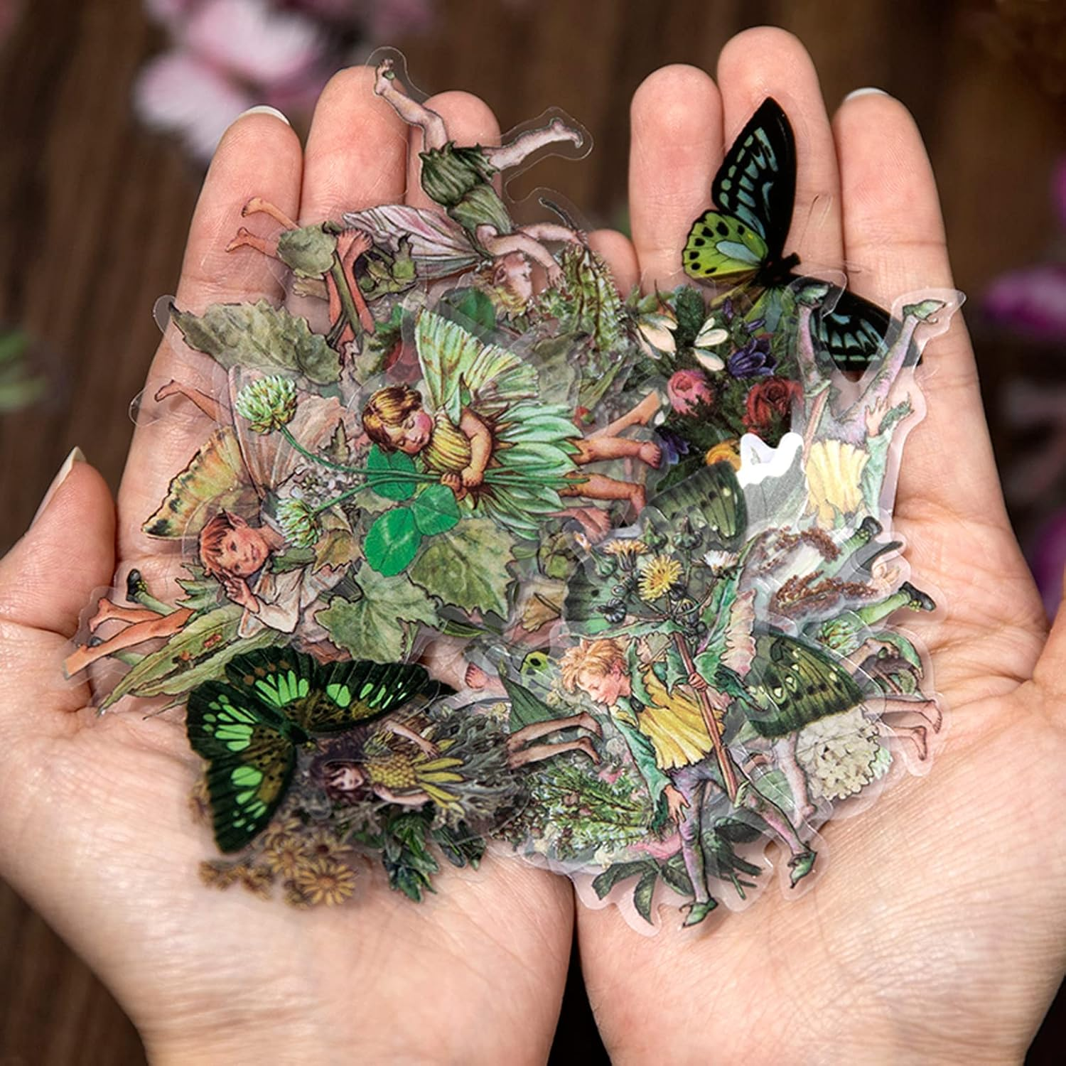 Aesthetic Fairy Journaling Scrapbook Stickers, 40Pcs Waterproof Transparent PET Junk Journal Decals, Scrapbooking Supplies Kit for Laptop, Phone Case, Water Bottle DIY Decoration (Blue) image number 2