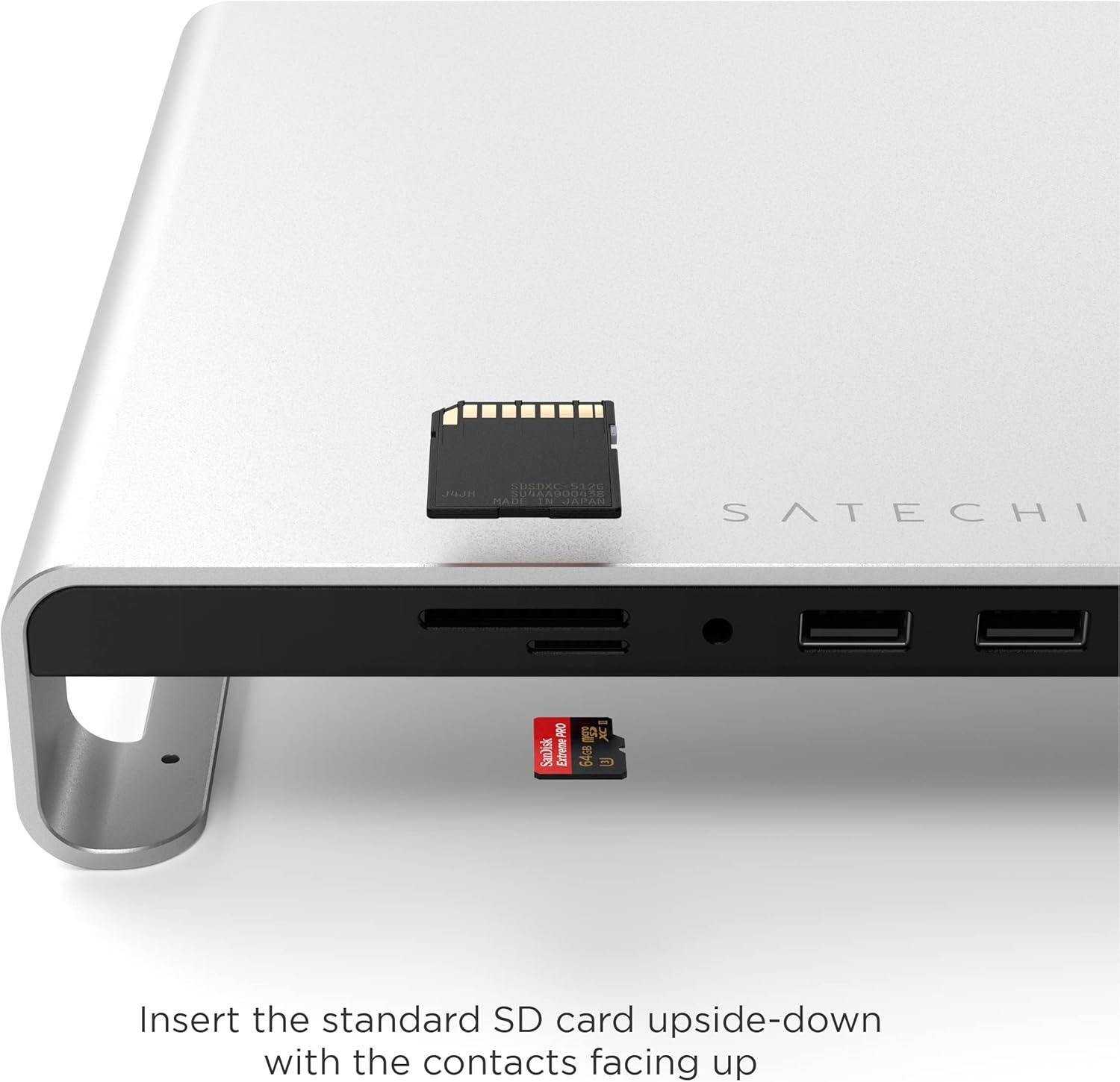 Satechi Type-C Aluminum Monitor Stand Hub with USB-C Data, USB 3.0, Micro/Sd Card Slots & 3.5Mm Headphone Jack - for Apple Studio Display, Imac M1, Imac, Imac Pro (Silver) image number 1