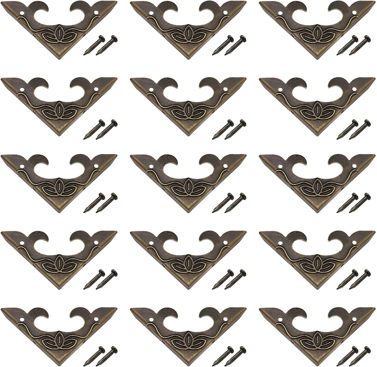 Ecsing 40Pcs Vintage Box Corner Protectors Antique Metal Corner Protector with Screws Decorative Edge Cover for Desk Cabinet Jewelry Box Bronze image number 3