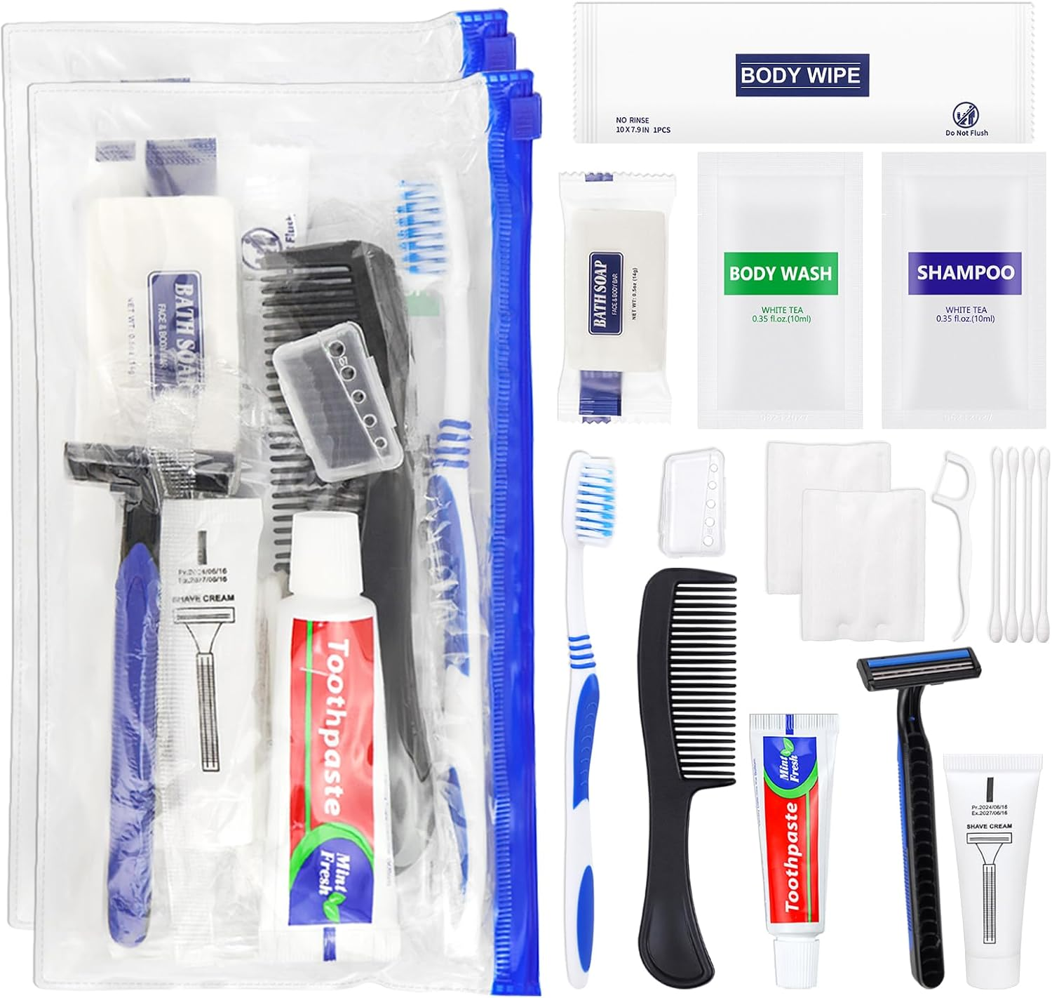 Basic Toiletry Kits, Individually Packed, Personal Hygiene Bulk Homeless Care Package Supplies, Travel Size for Men Women Charity, Disposable Toothbrushes with Toothpaste Set image number 1