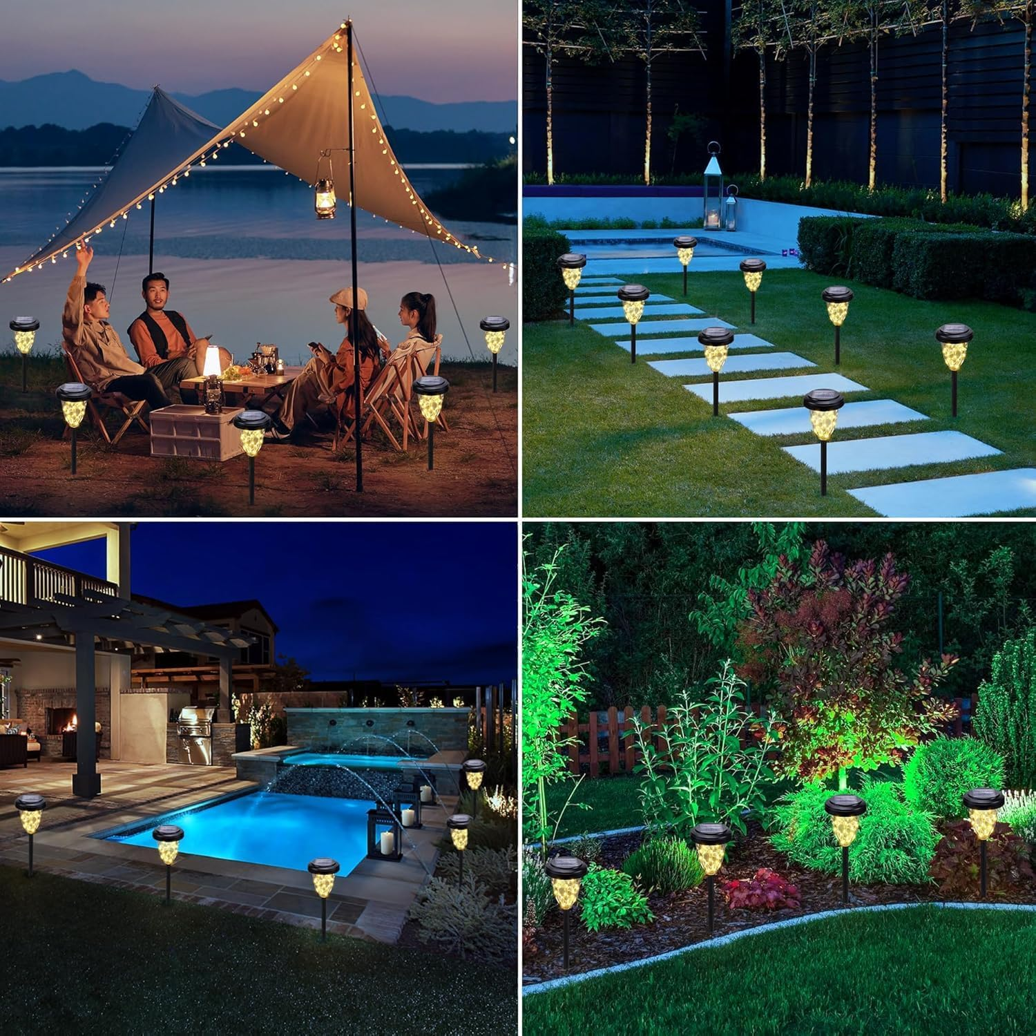 Solar Pathway Lights Outdoor, 6 Pack 30 LED Solar Lights Outdoor Waterproof, Solar Powered Landscape Lights with 2 Modes for Garden Yard Path Walkway Driveway Patio outside Decoration - Warm White image number 6