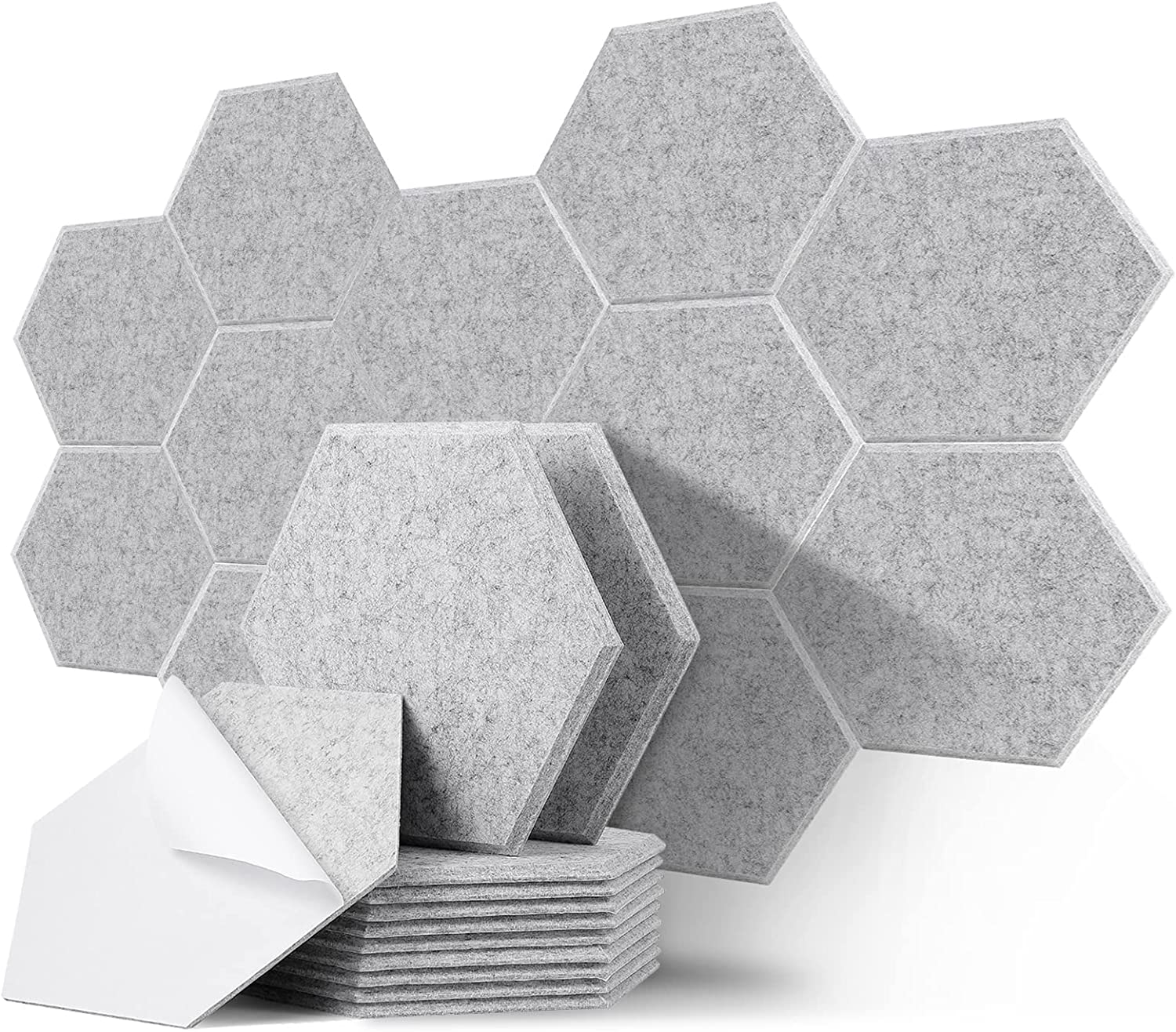 12 Pack High Density Acoustic Absorption Panels, Soundproofing Foam Sound Proof Panels for Wall and Ceiling Regular Hexagon image number 1