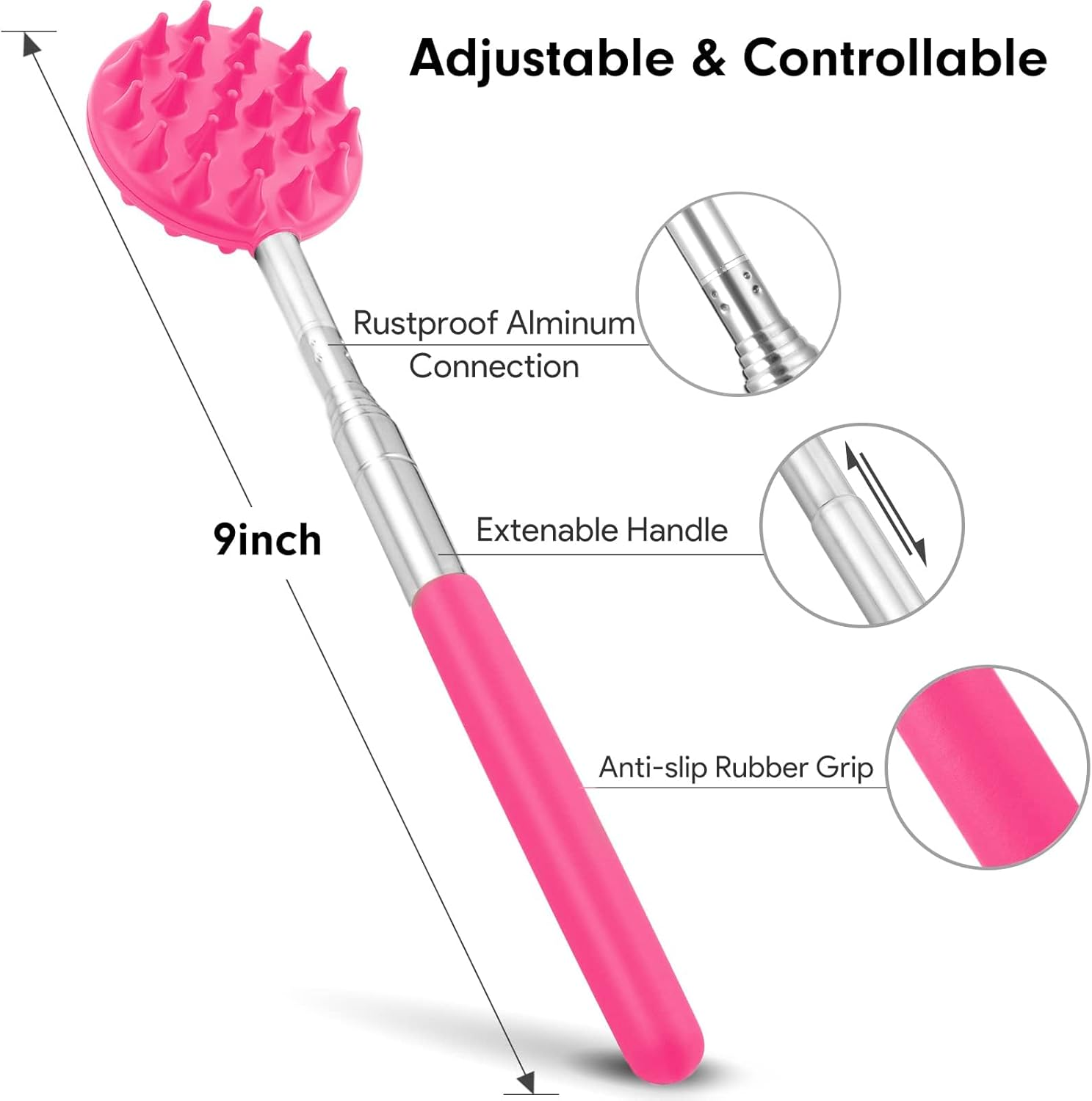 Telescoping Back Scratcher with 3Pcs Detachable Scratching Heads,Tukuos Back Scratcher Extendable Backcratchers for Men/Women,Bear Claw/Rake Scratcher for Aggressive/Moderate Scratching image number 7