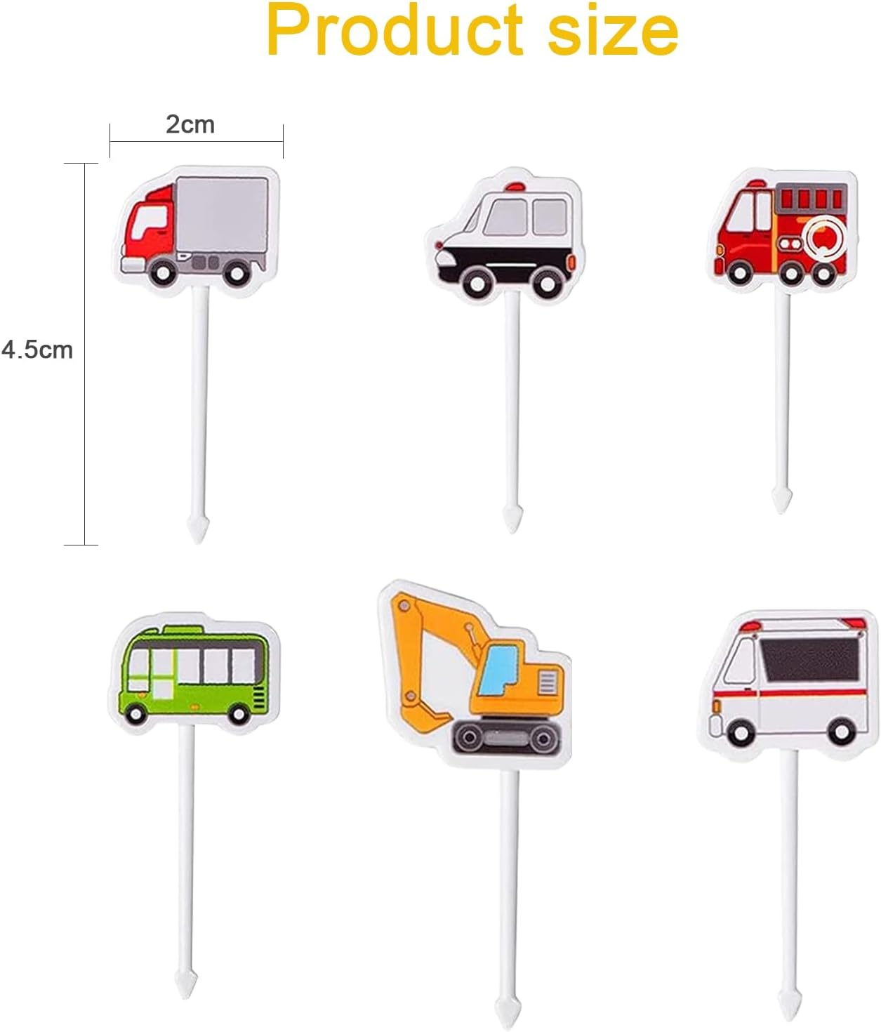 Dewocke Mini Cartoon Food Toothpick Set, 18 Pieces Kids Foods Picks & Toddlers Lunch Decoration, Vehicle Food Fruit Picks Forks for Bento Box, Fun Toothpicks, Pickle Fork, Bento Toothpicks, Small image number 4