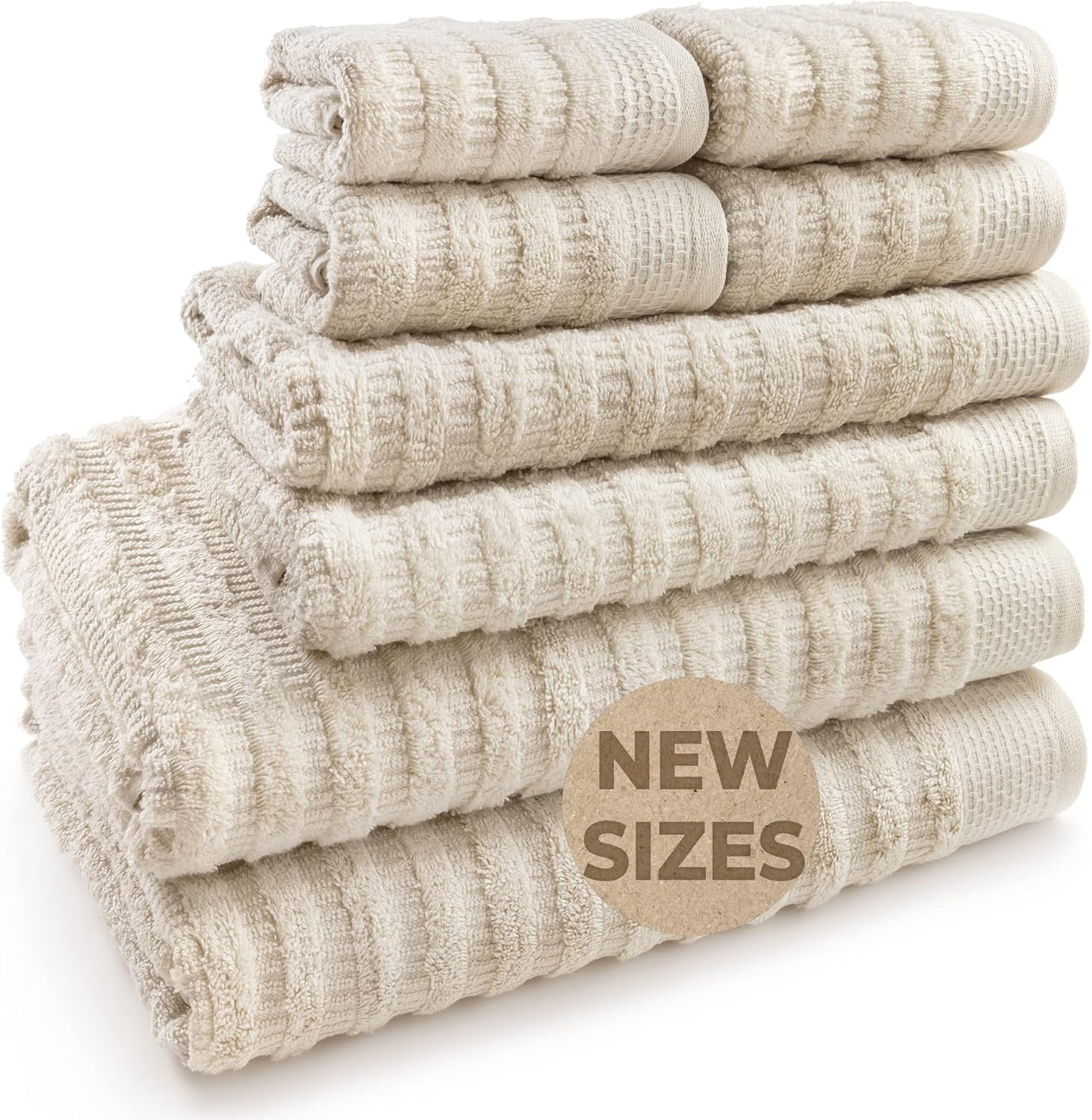 Softerry Pure Organic Cotton Bath Towel Set - 100% Soft Cotton - Extra Absorbent and Durable - 500 GSM Quick Dry - Luxury Hotel & Spa Quality - Fade Resistant - Eco Friendly (Natural, Set of 8) image number 4