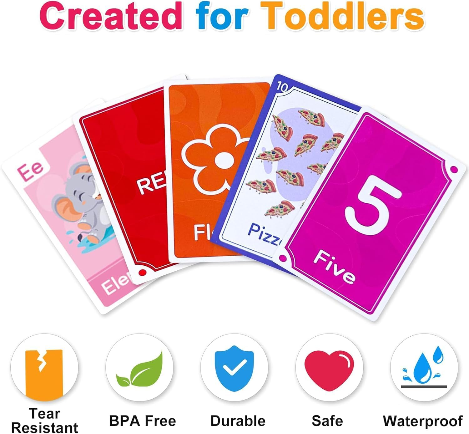 Toddler Flash Cards, Set of 58 Alphabet, Letters, Colors, Shapes and Numbers, Baby Learning Cards, Educational, Preschool, Toddler Flashcards, Double-Sided, for Toddlers 1-4 Years image number 3